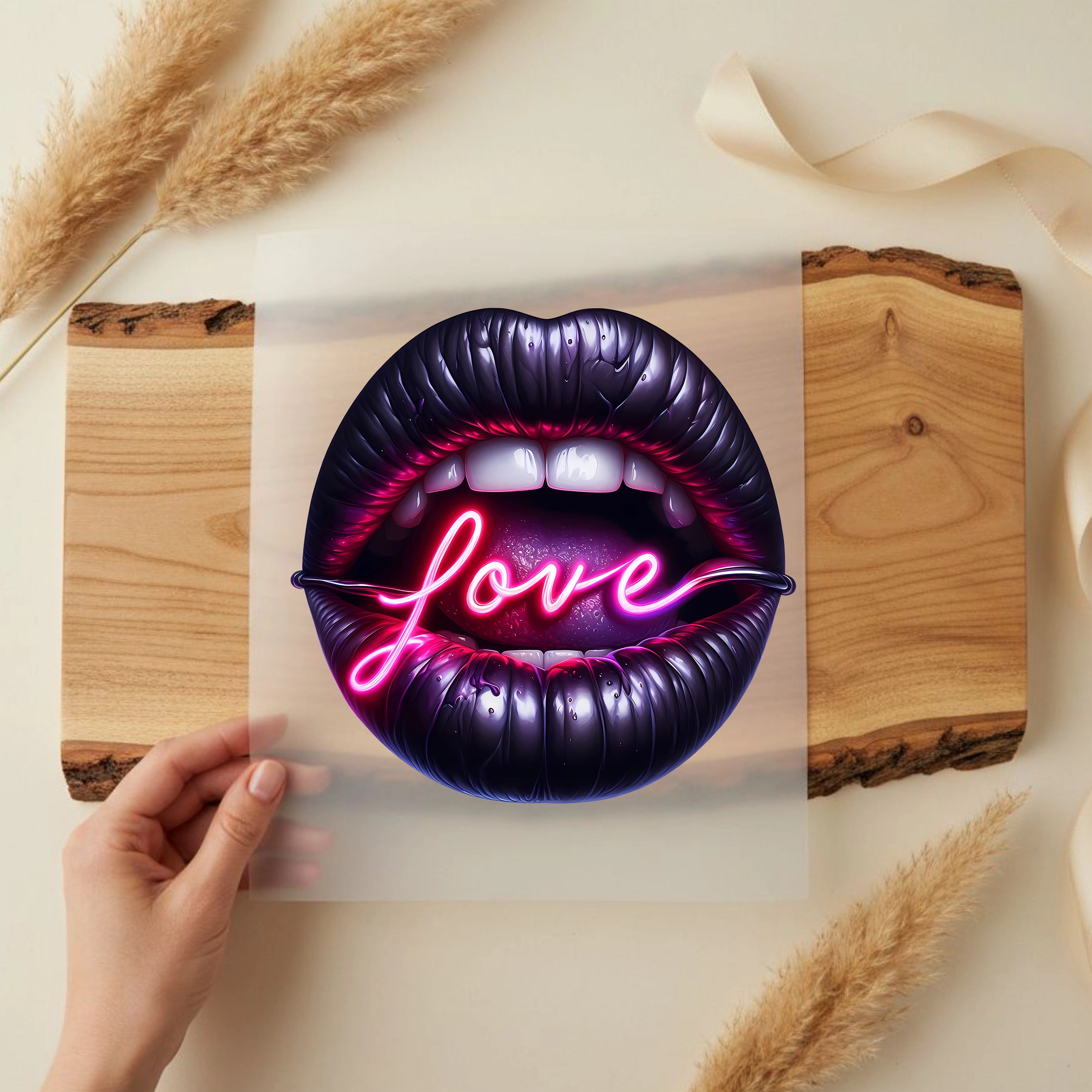 Bügelbild Lippen Neon Love Luna