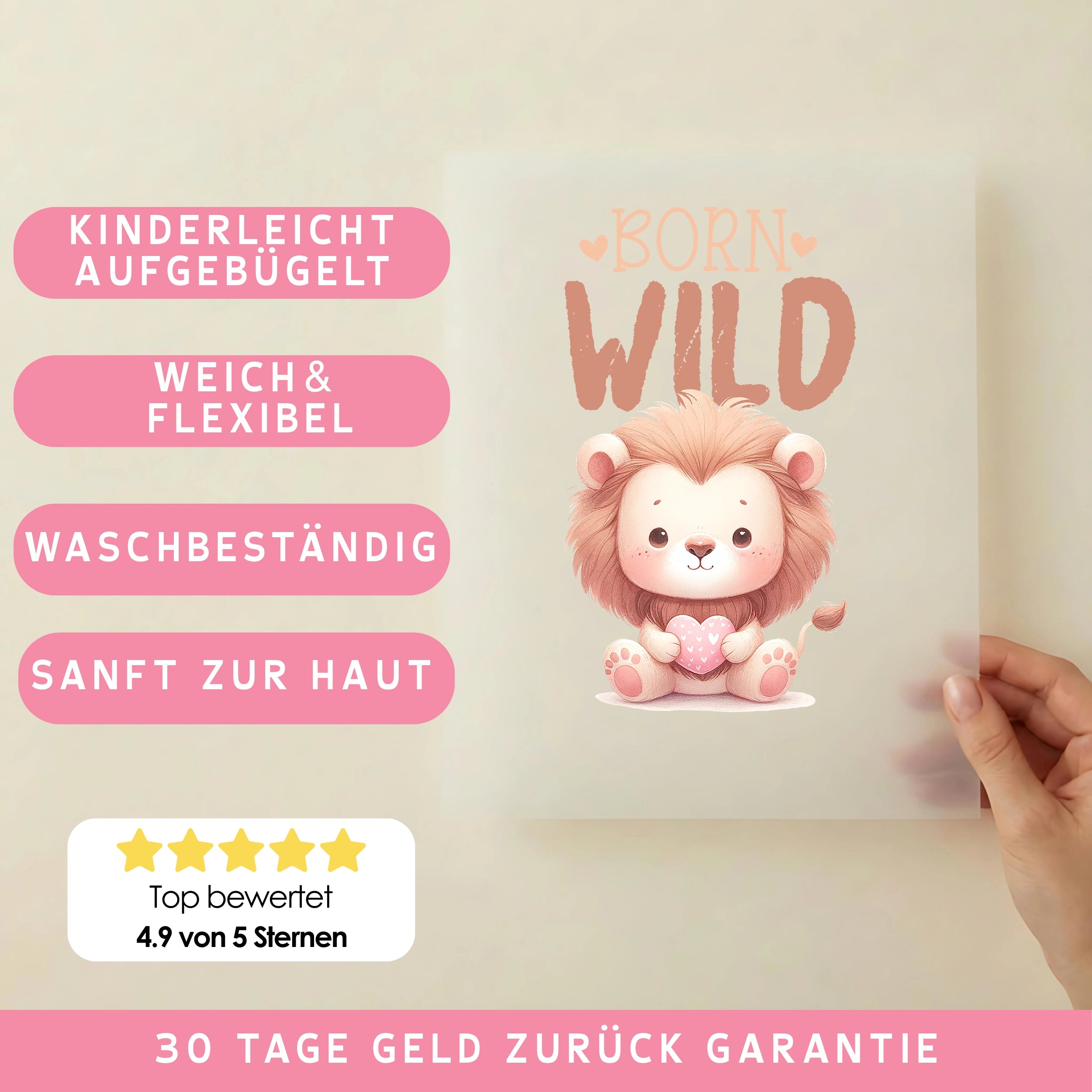 Bügelbild Löwe Born Wild Leo