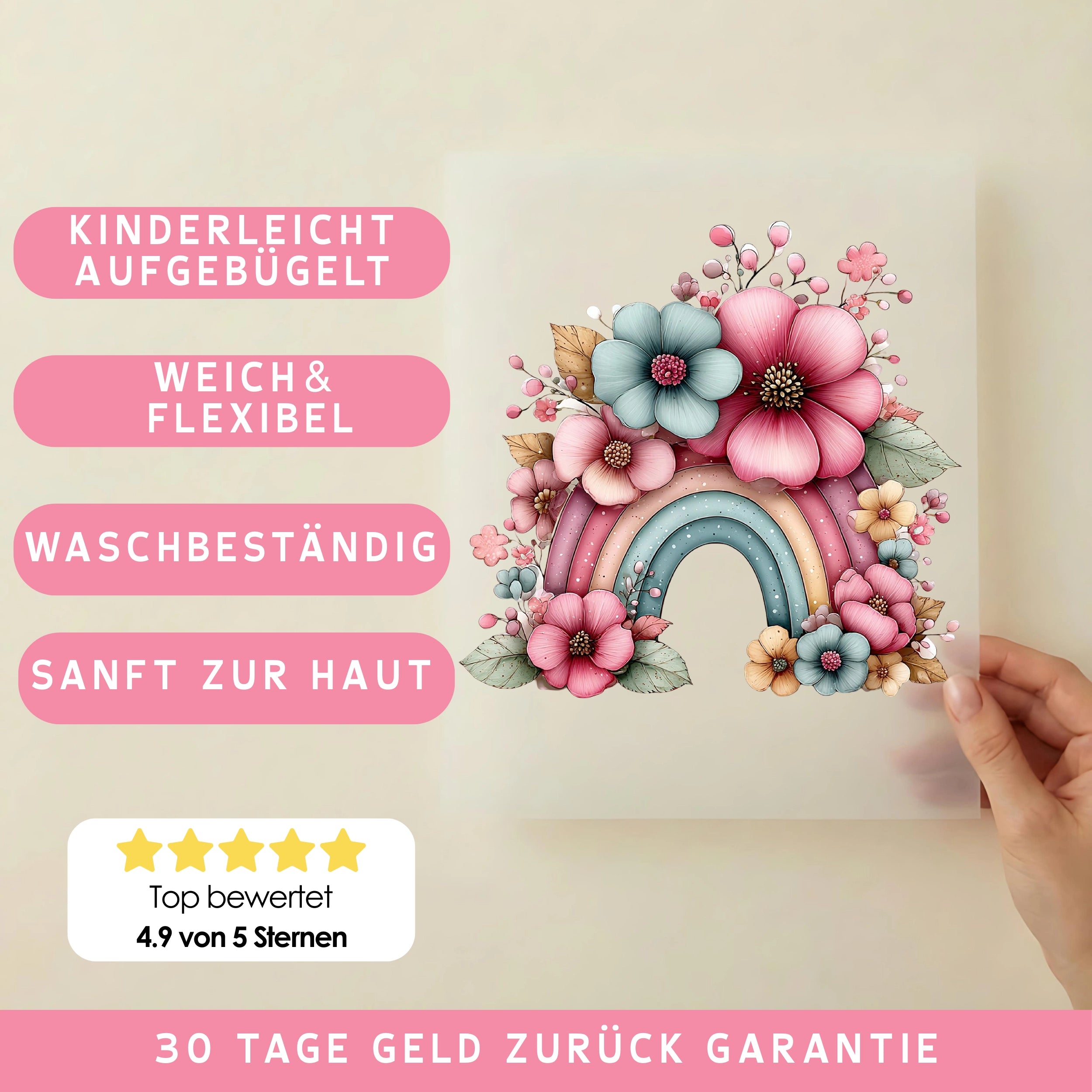 Bügelbild Regenbogen Blumenwunder