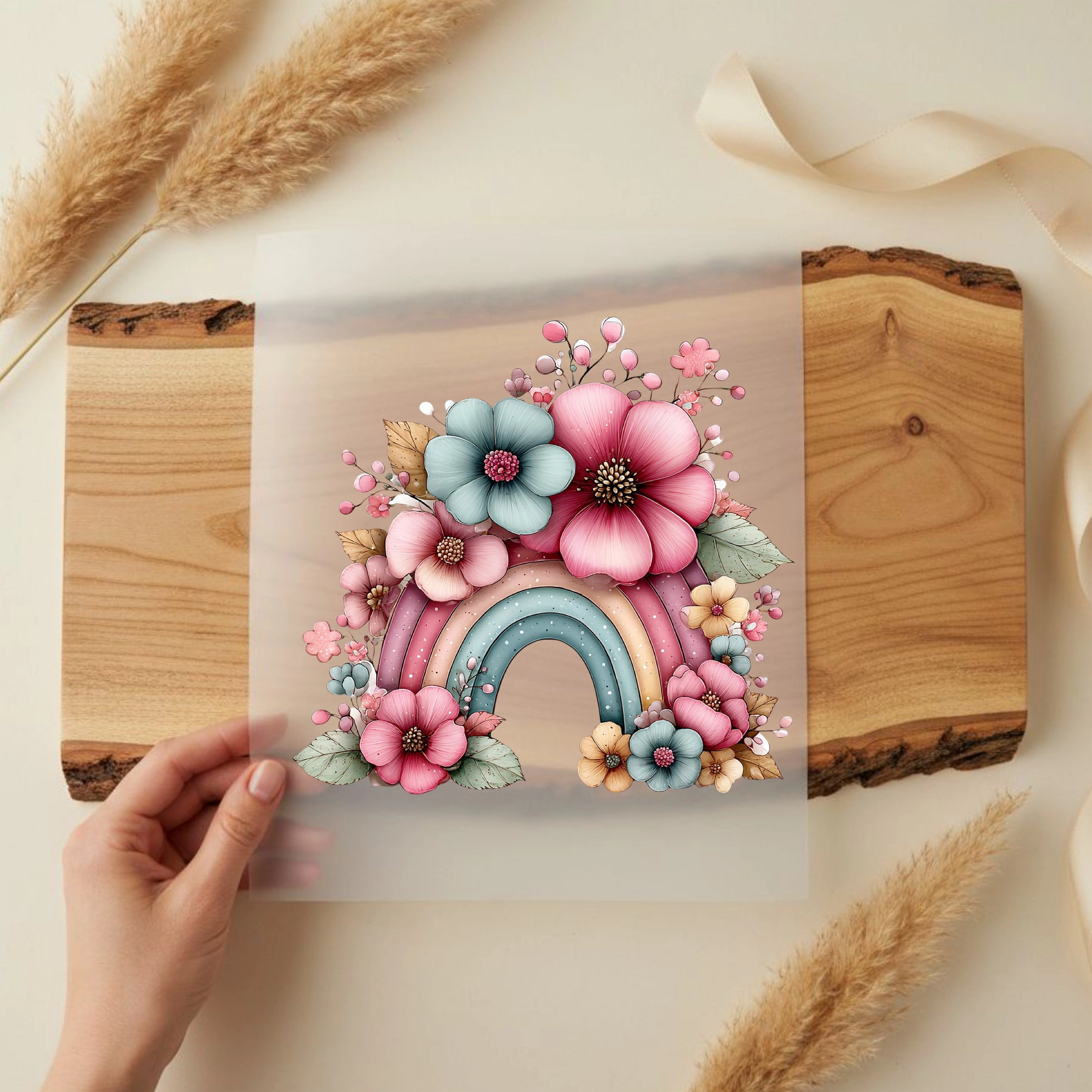 Bügelbild Regenbogen Blumenwunder