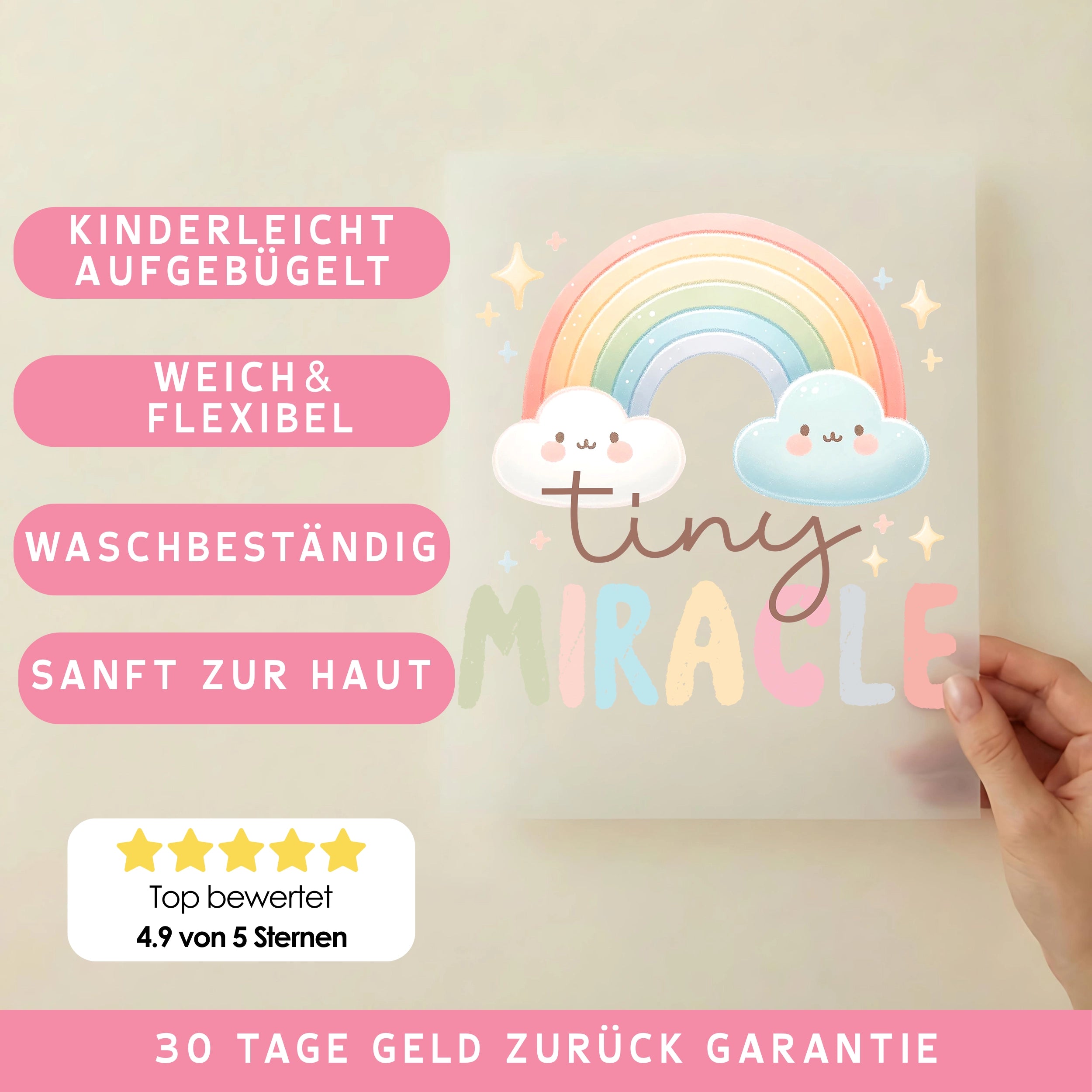 Bügelbild Regenbogen Tiny Miracle