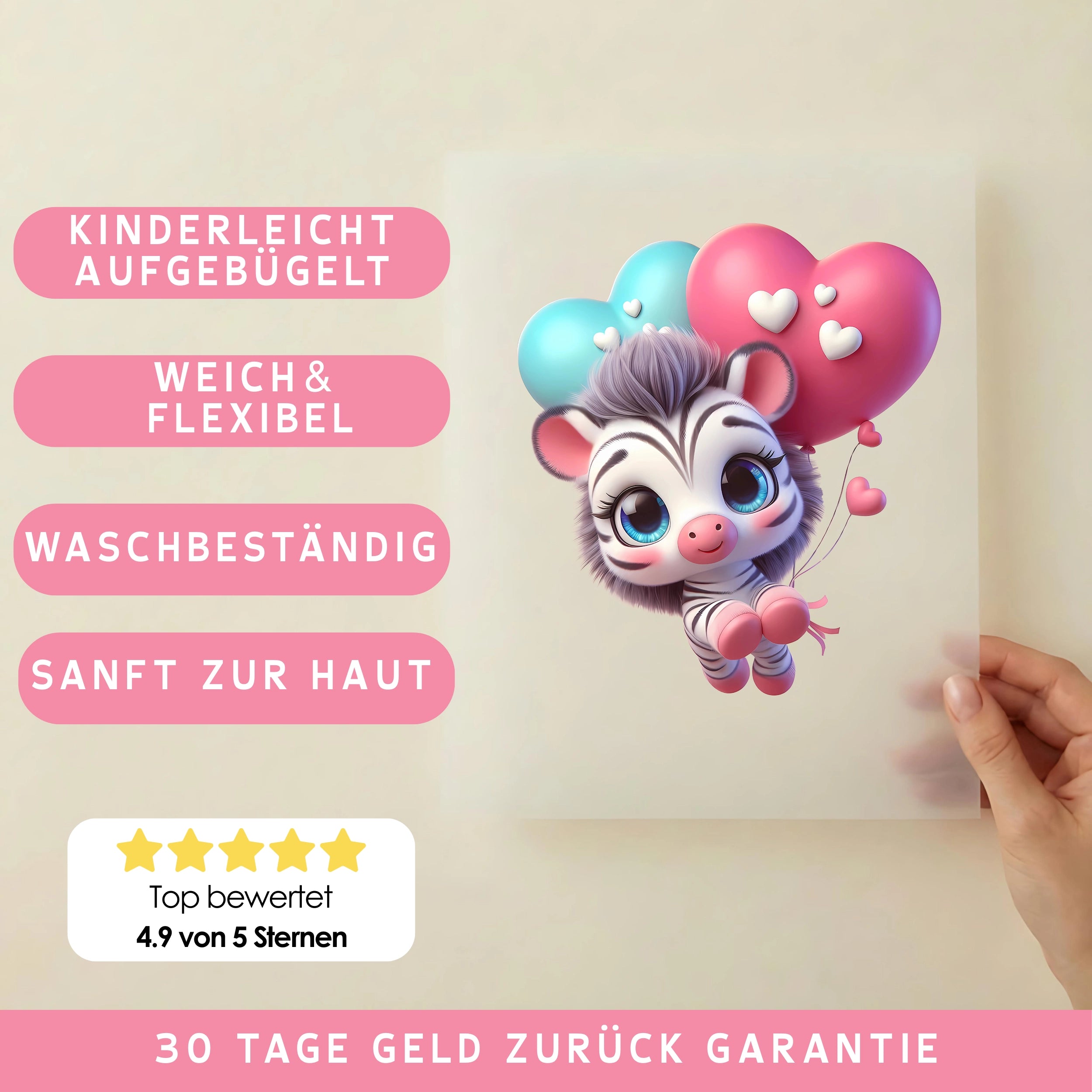 Bügelbild Zebra Ballonliebe Kira