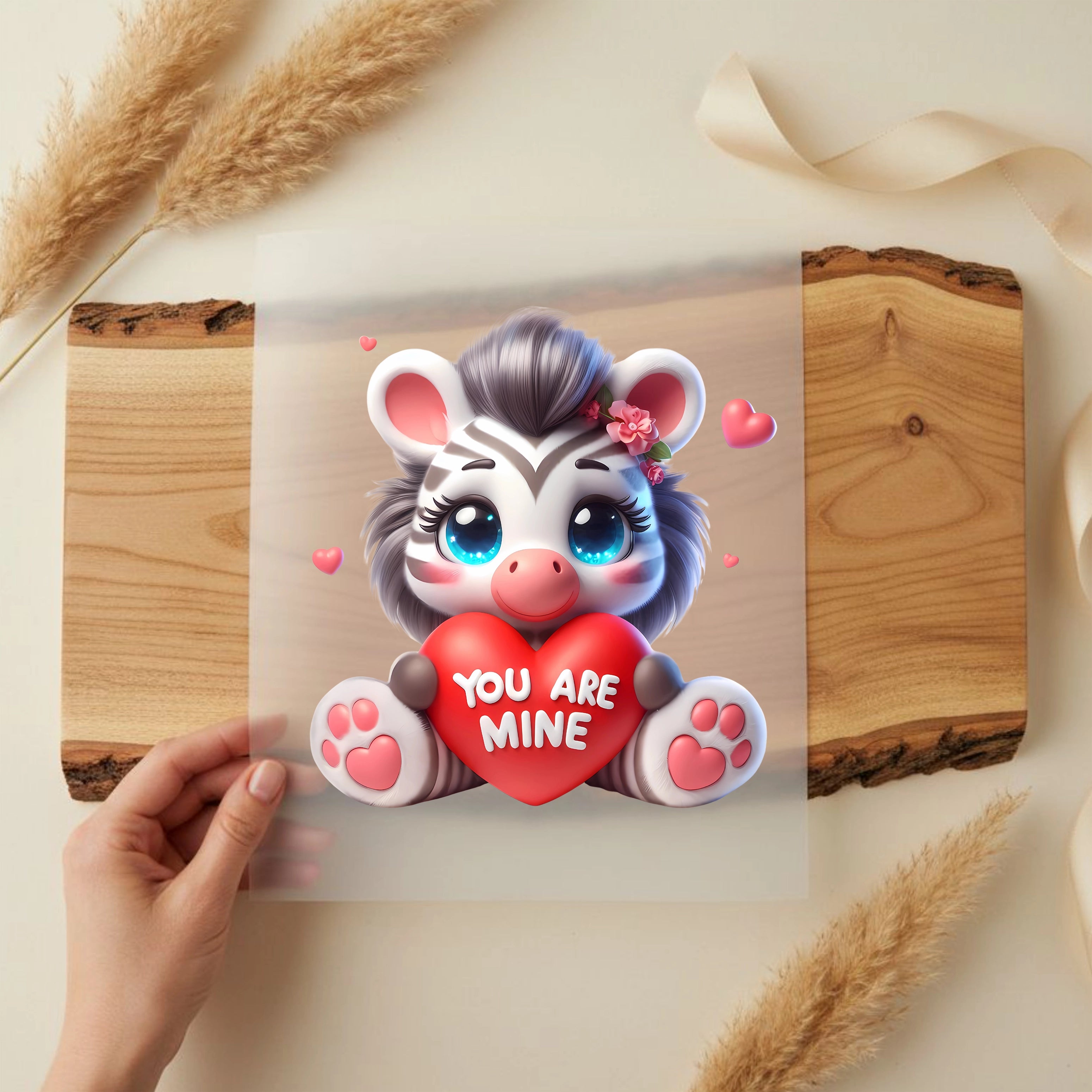 Bügelbild Zebra mit Herz