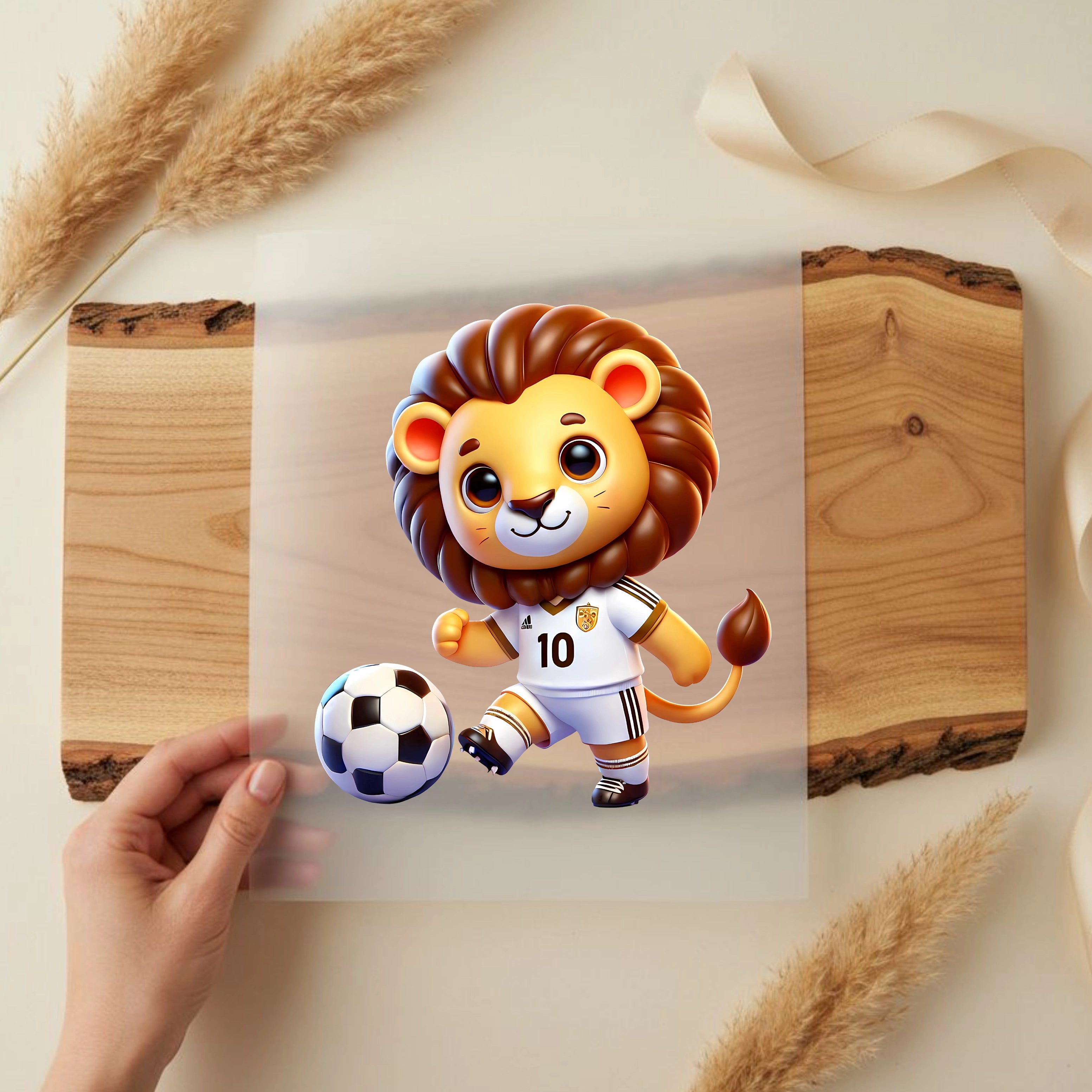 Bügelbild Löwe Fußballstar