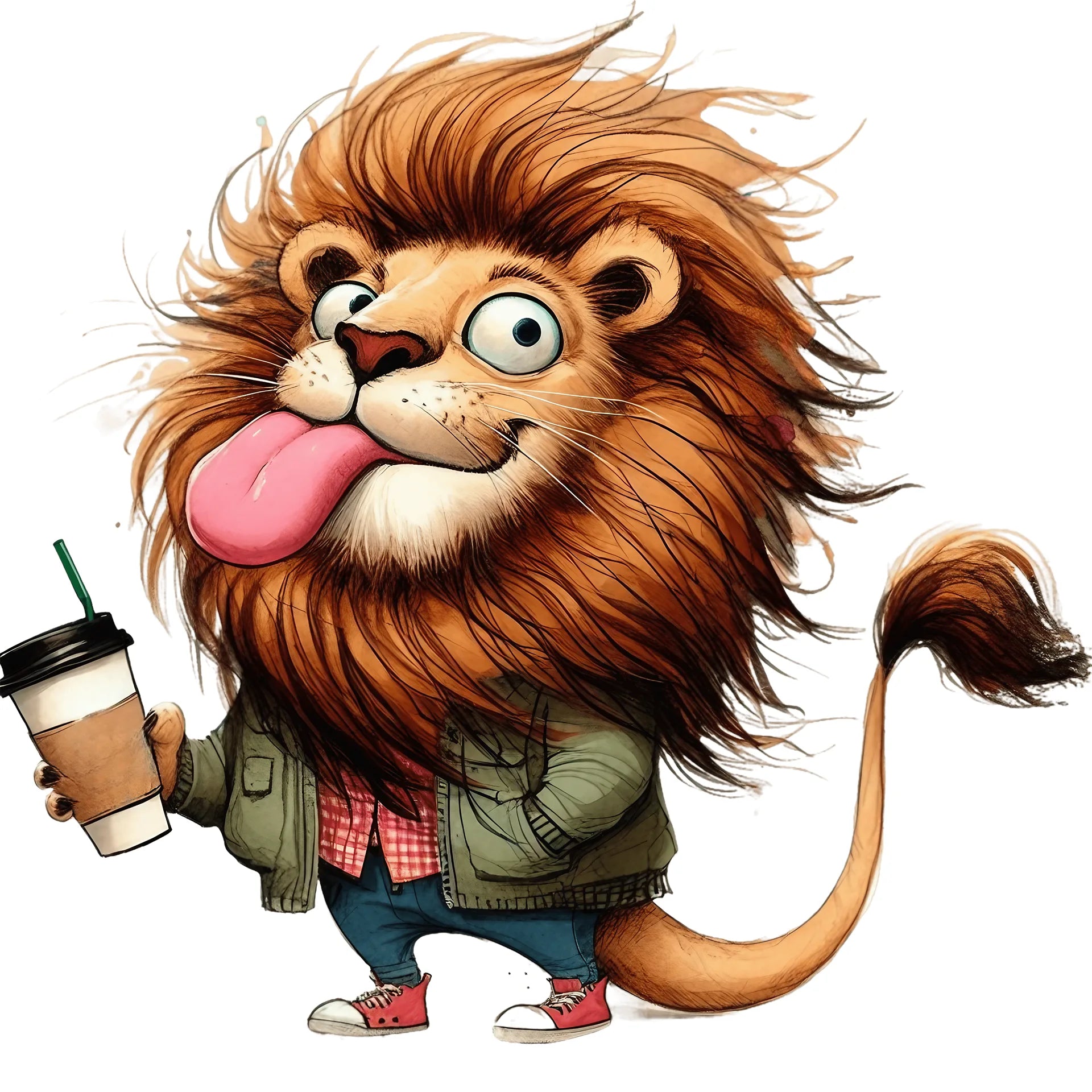 Bügelbild Löwe Kaffeepause
