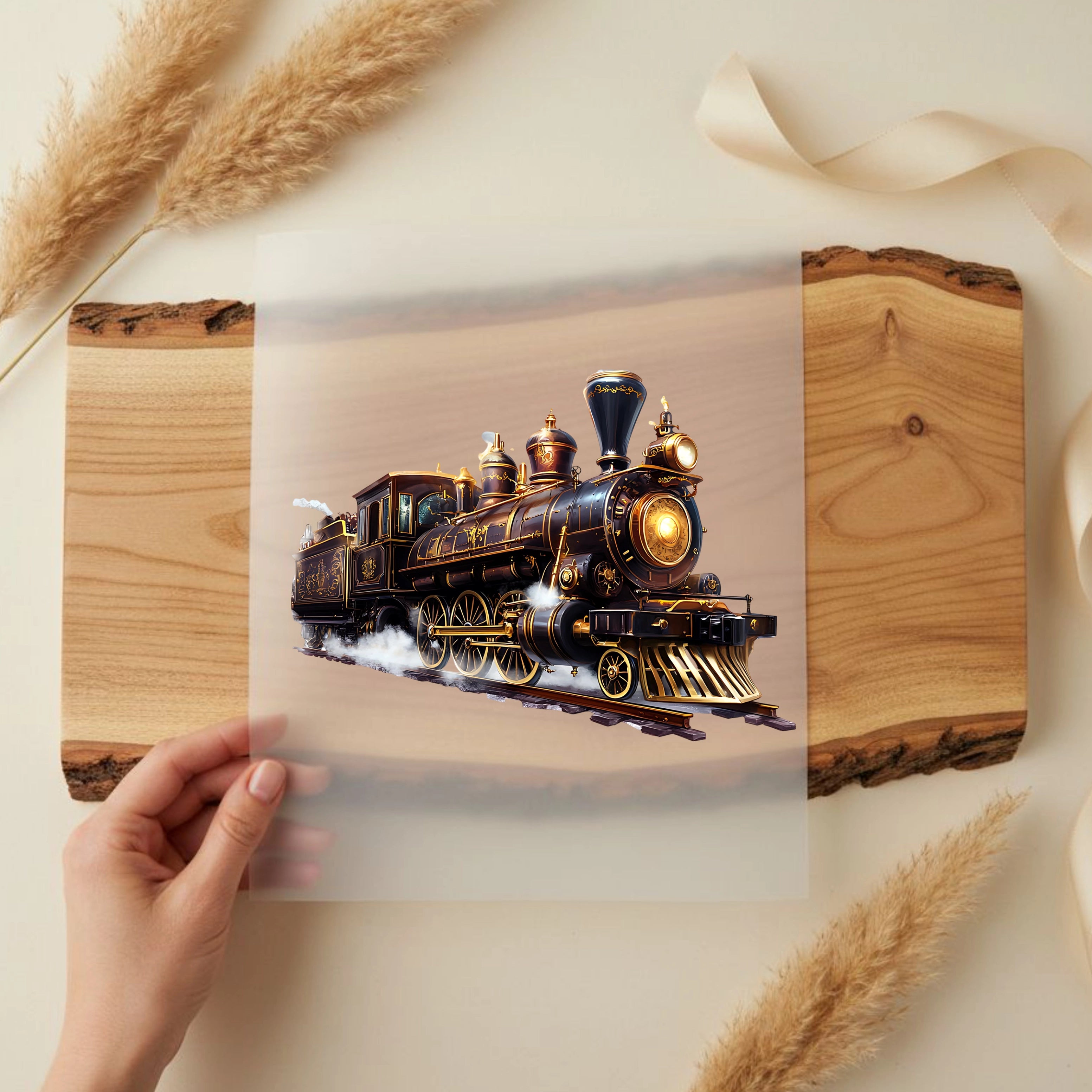 Bügelbild Lokomotive Steampunk Express