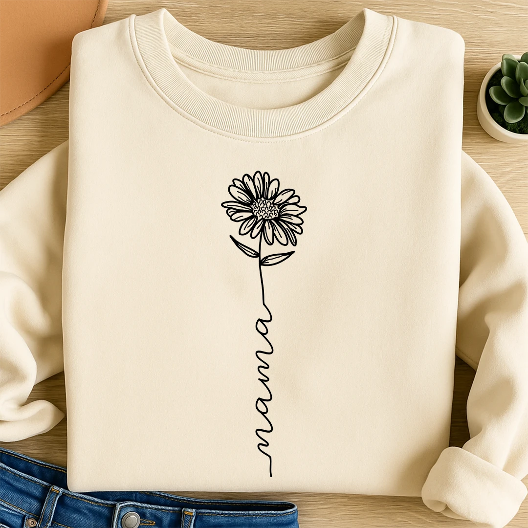 Bügelbild Mama Blume schwarz
