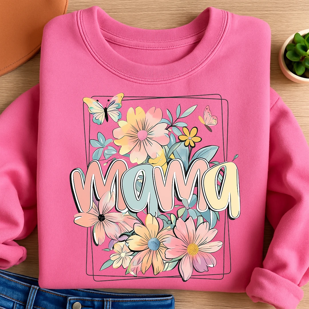 Bügelbild Mama Pastel Blumen