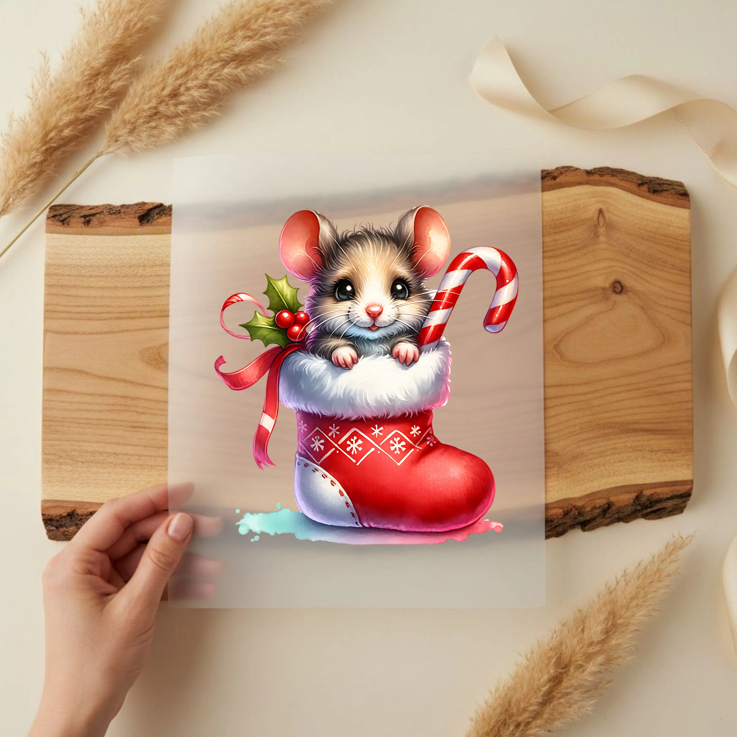 Bügelbild Maus Mia im Zuckerstiefel