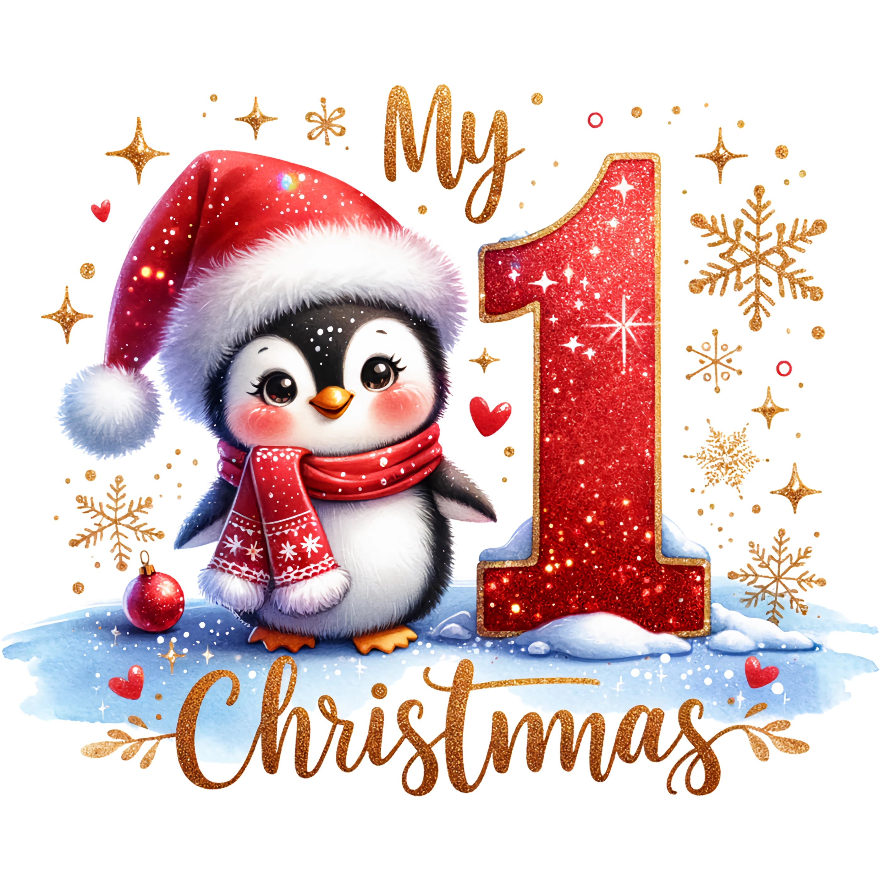 Bügelbild Mein 1. Weihnachten – Pinguinliebe