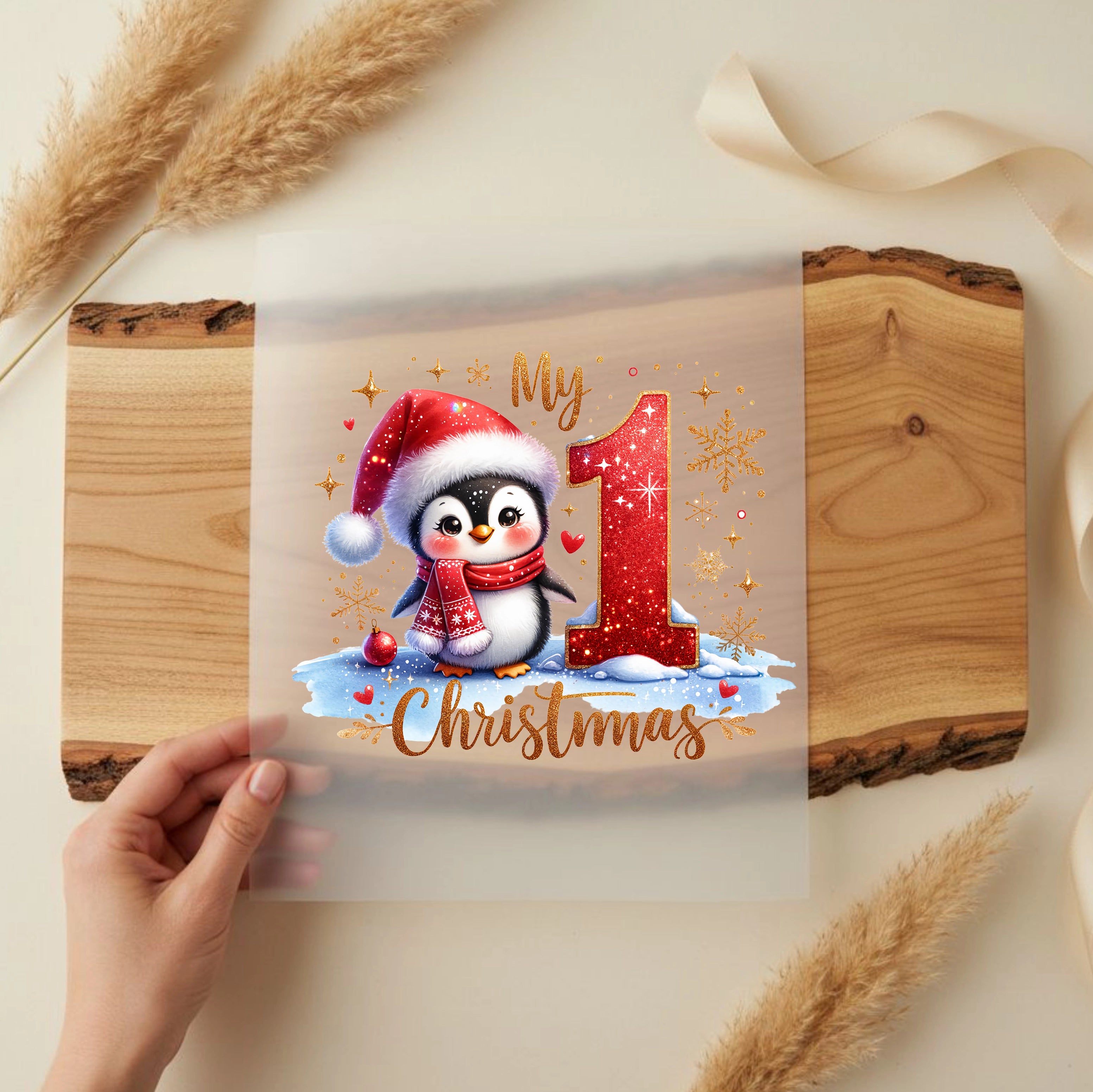 Bügelbild Mein 1. Weihnachten – Pinguinliebe