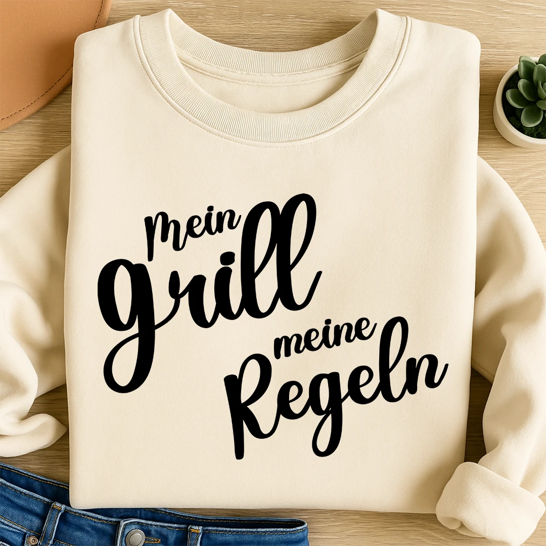 Bügelbild Schriftzug Mein Grill, meine Regeln