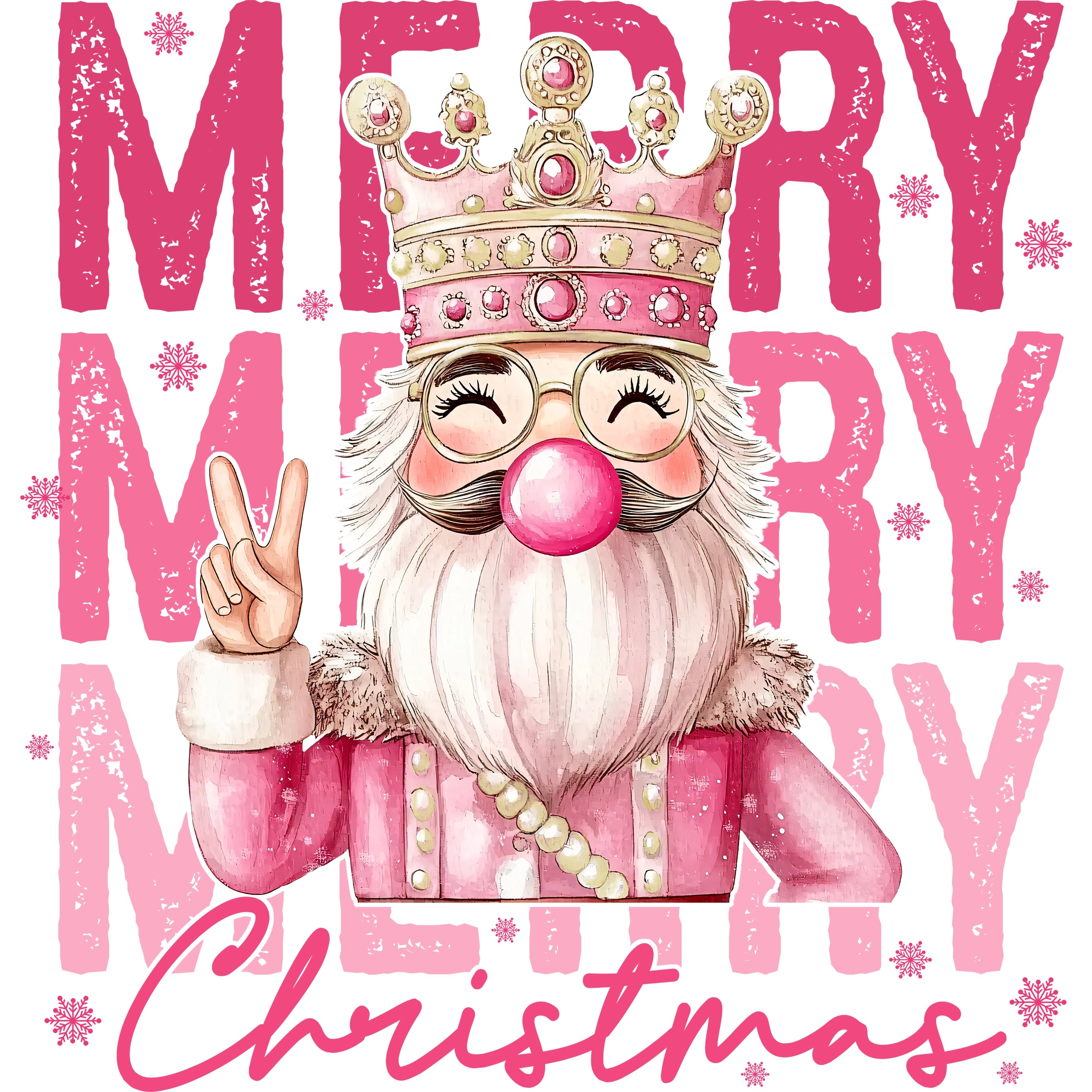 Bügelbild Merry Christmas Bubblegum Nussknacker