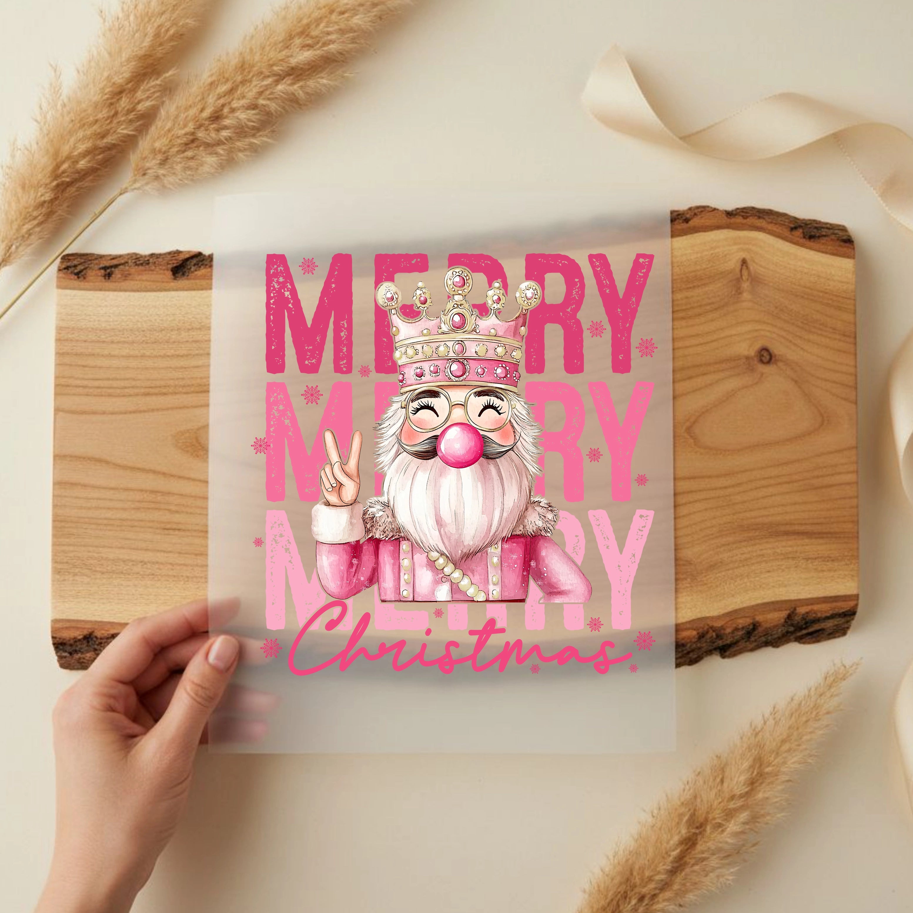 Bügelbild Merry Christmas Bubblegum Nussknacker