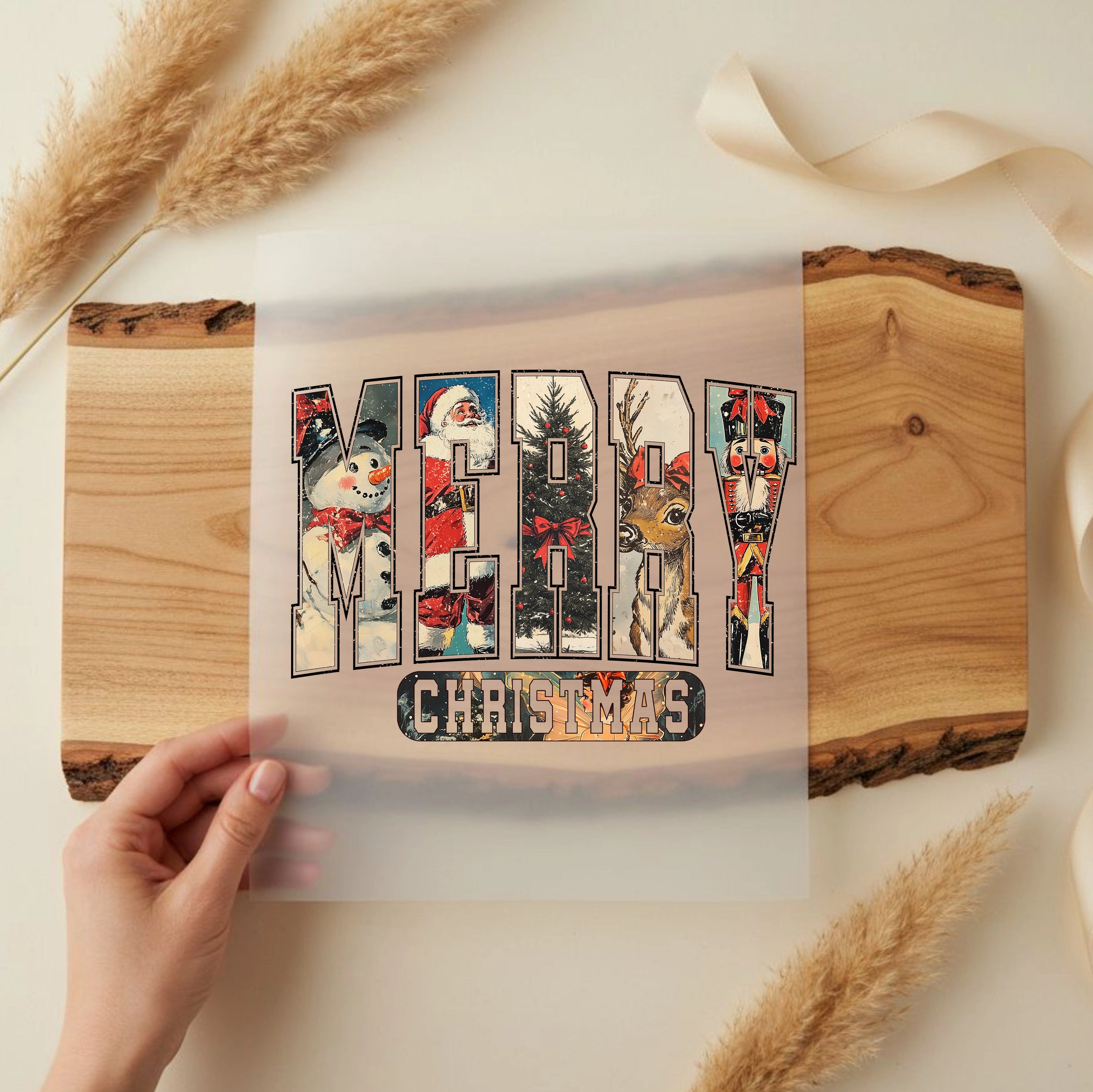 Bügelbild Merry Christmas Retro Magic