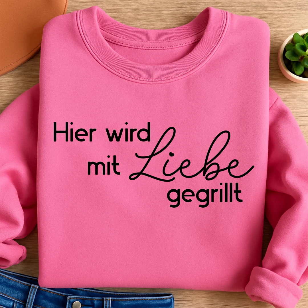 Bügelbild Schriftzug Mit Liebe gegrillt