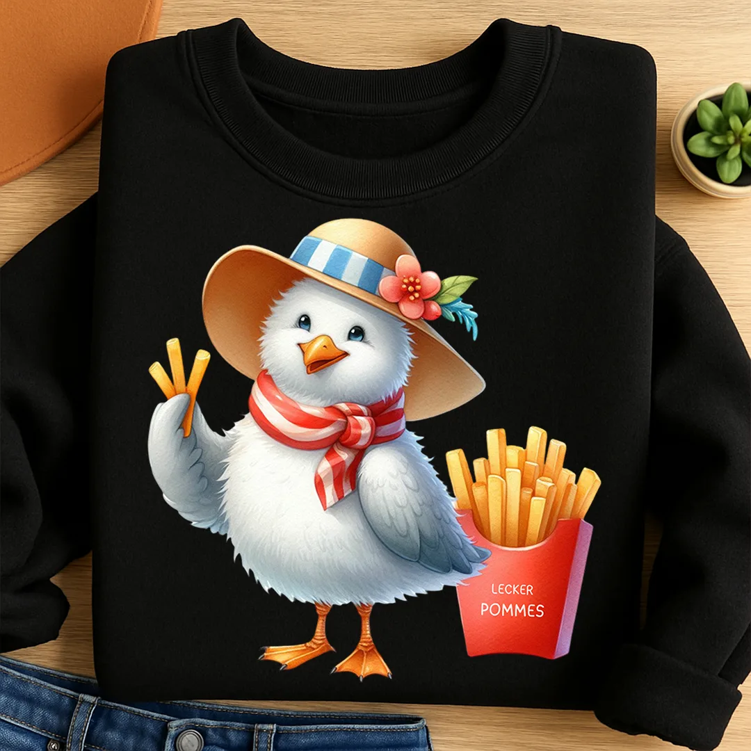 Bügelbild Möwe Pommesdieb