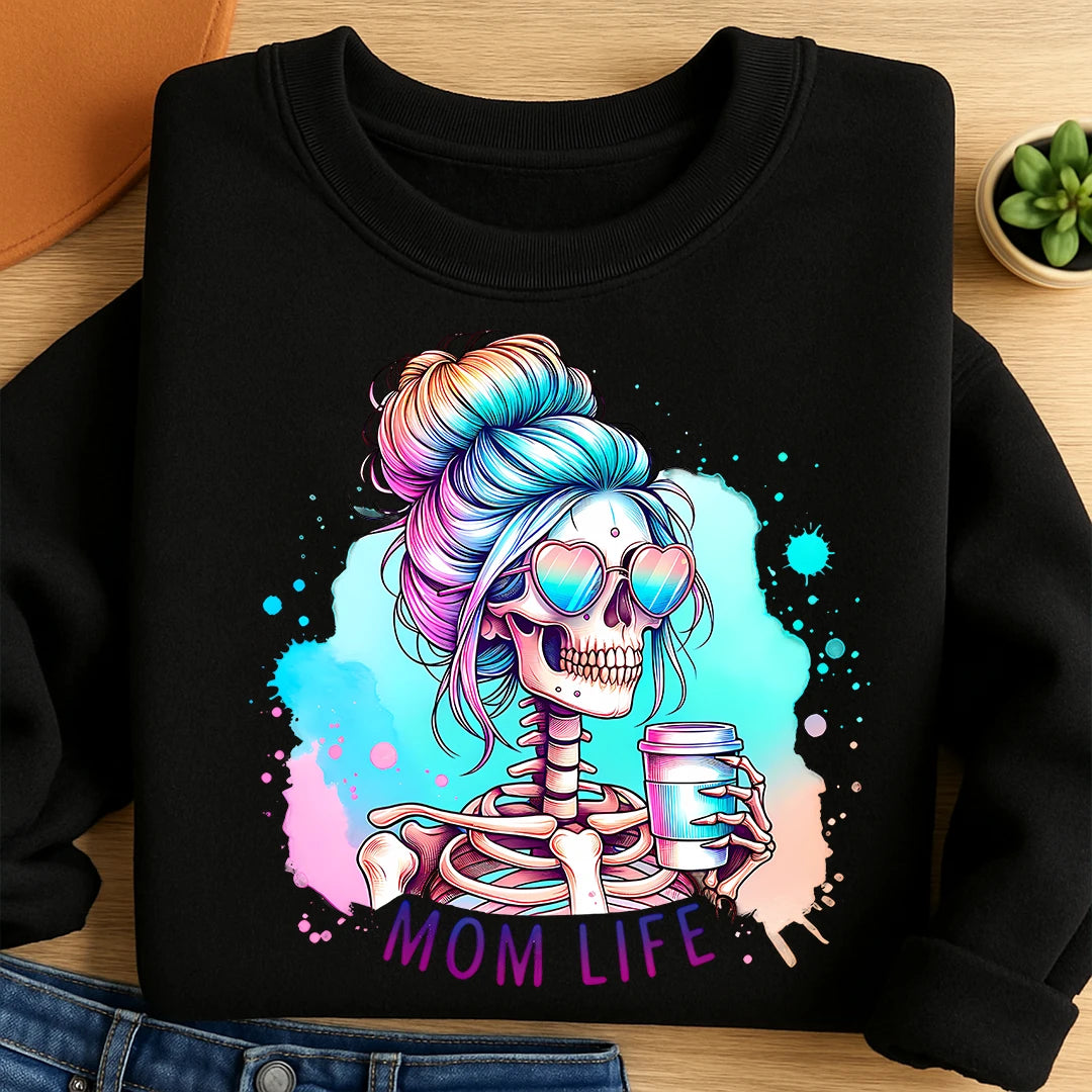 Bügelbild Mom Life Skelett