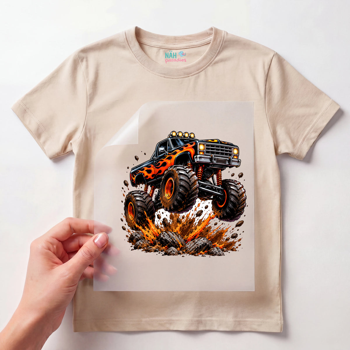 Bügelbild Monster Truck Flammen