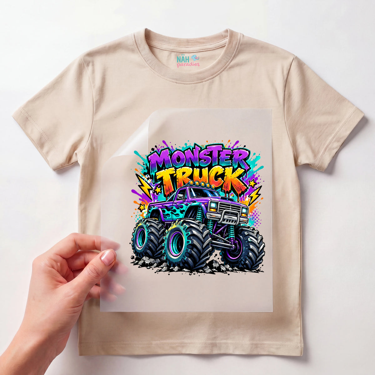 Bügelbild Monster Truck Lila
