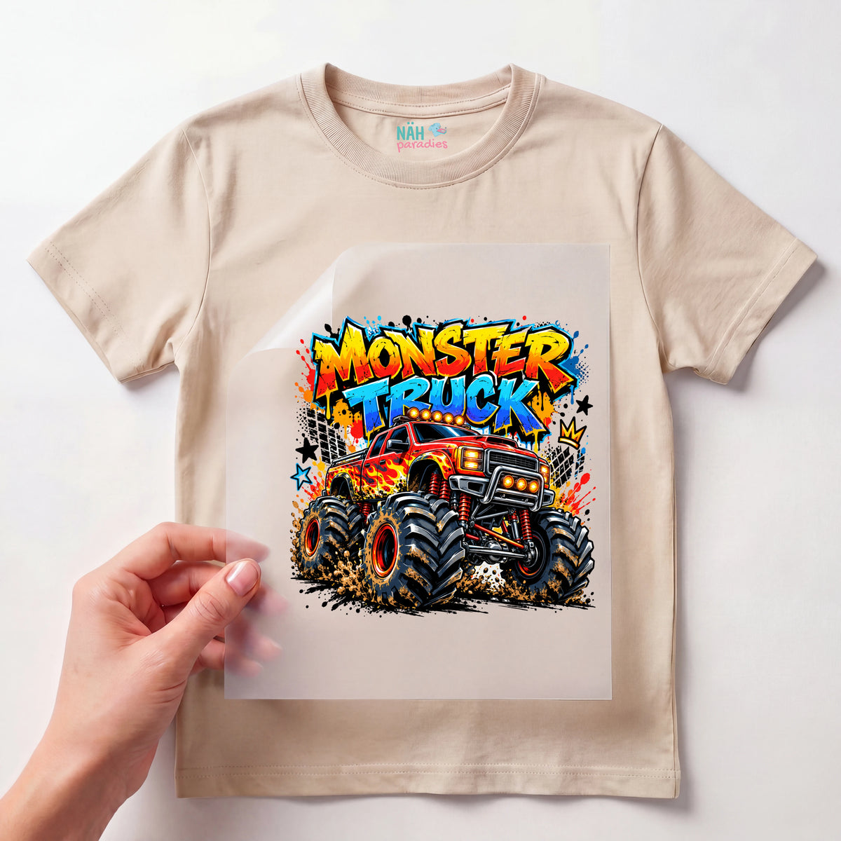 Bügelbild Monster Truck Rot