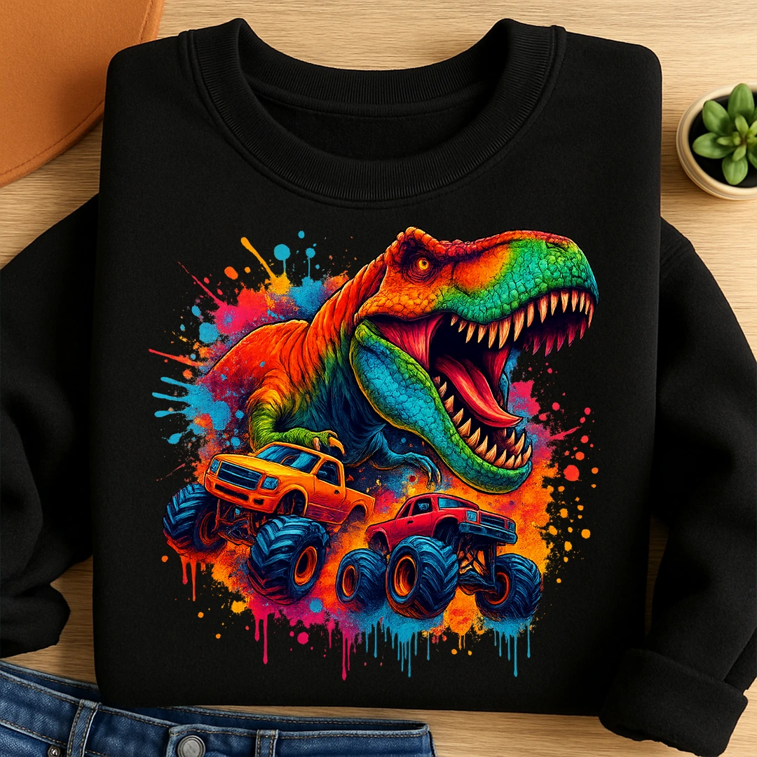 Bügelbild Monstertruck Dino