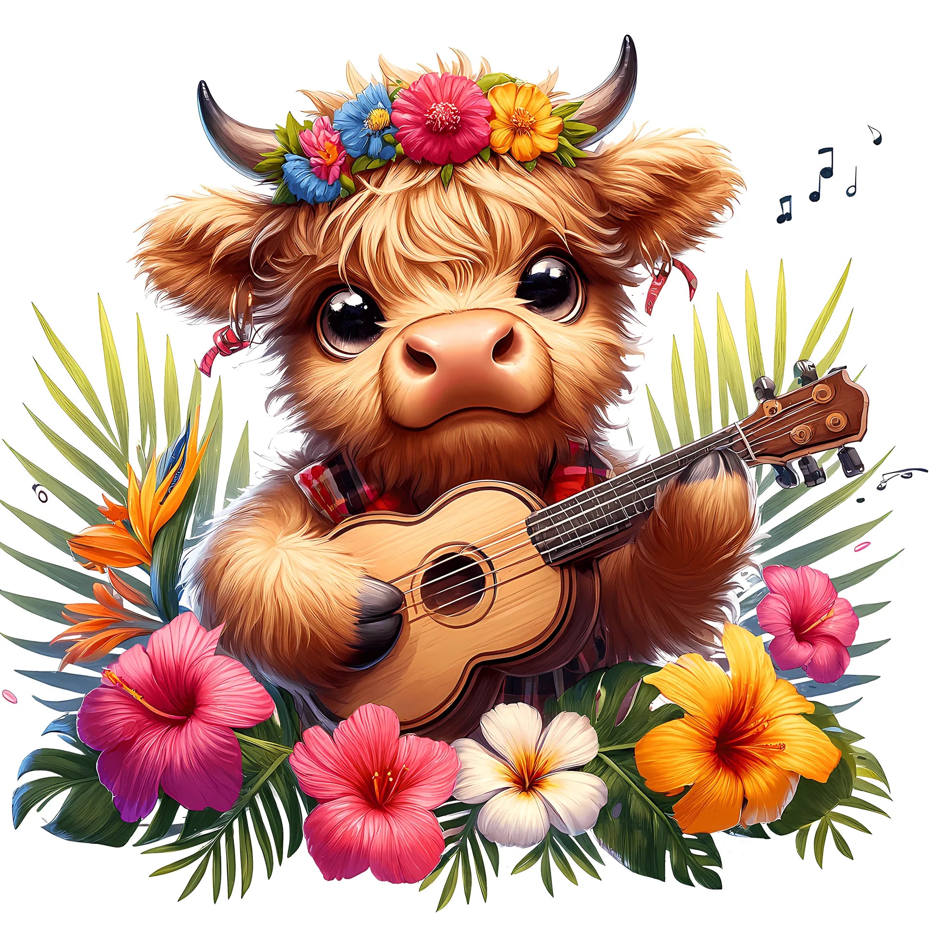 Bügelbild Musikkuh auf Hawaii - S