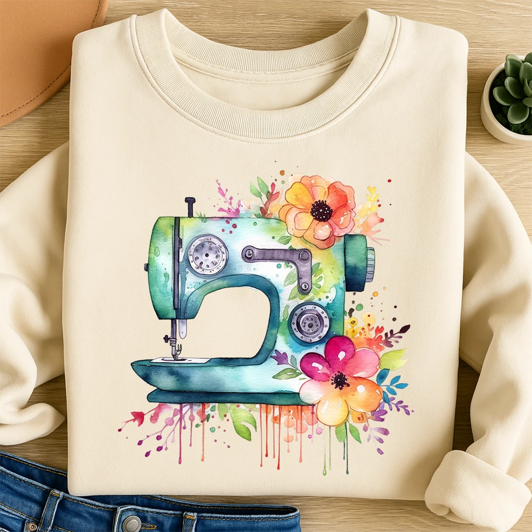 Bügelbild Nähmaschine Bunt