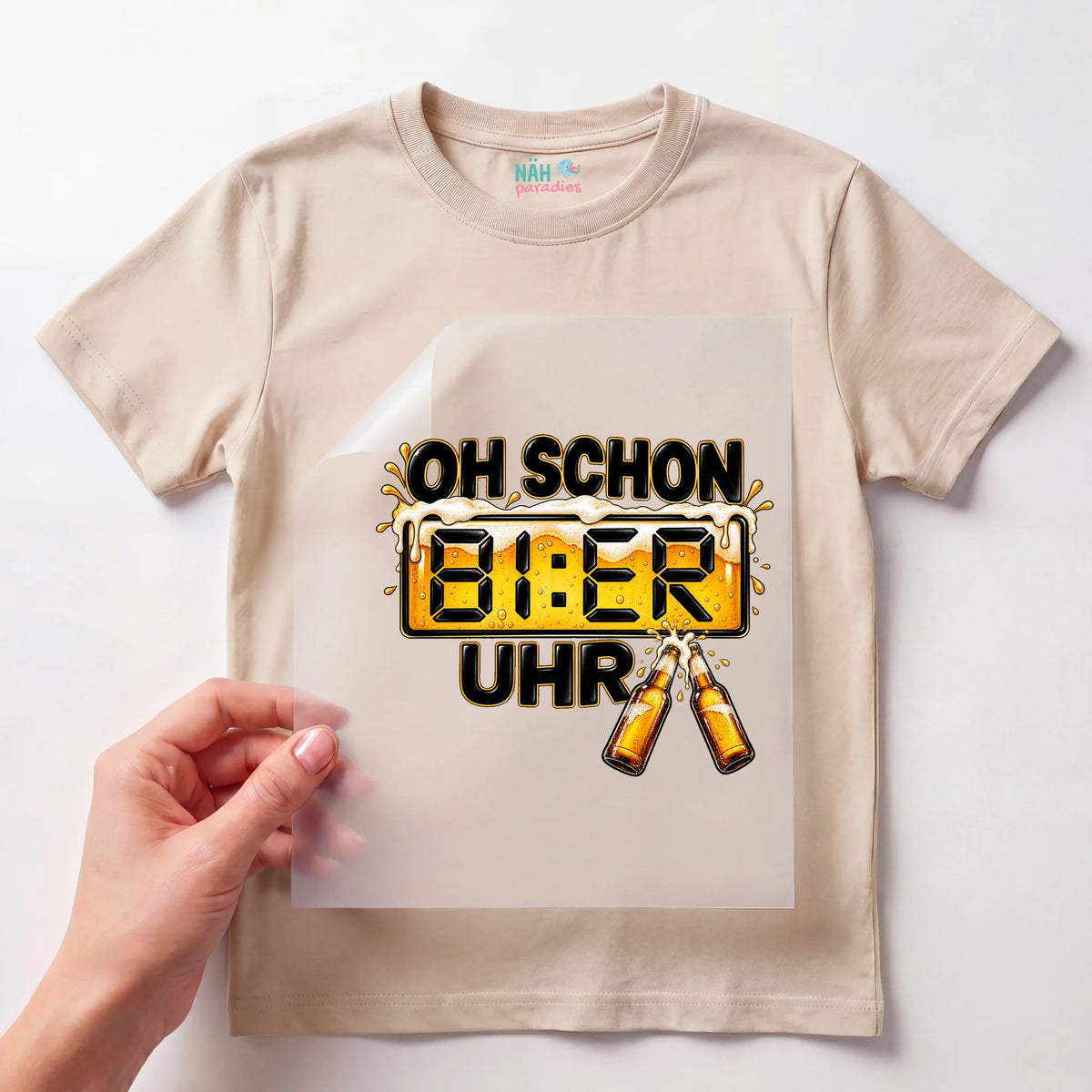 Bügelbild Oh Schon Bier Uhr