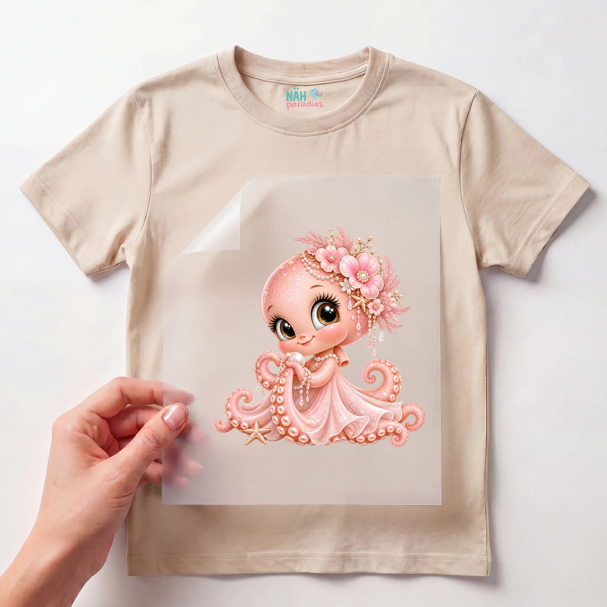 Bügelbild Oktopus Prinzessin Rosa