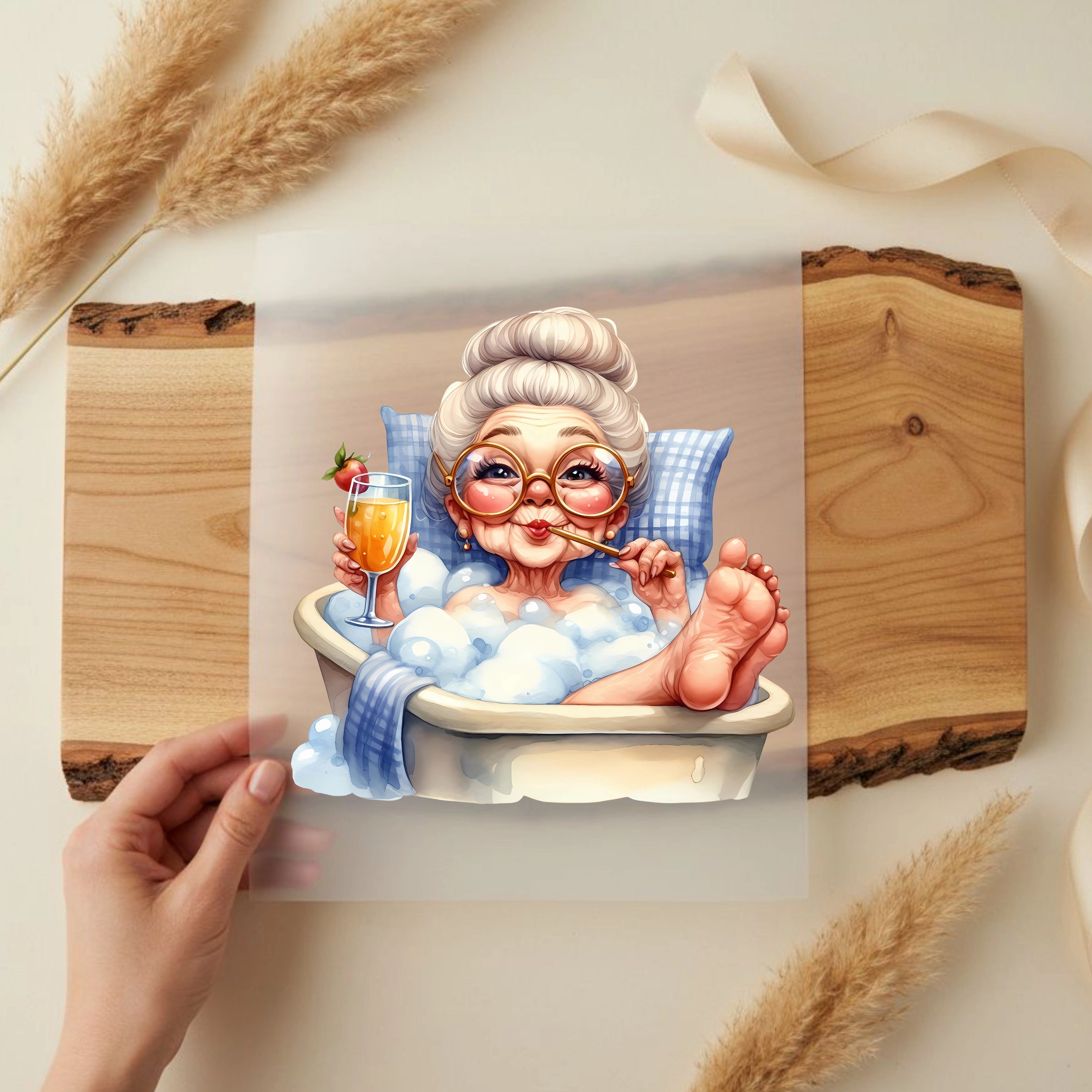 Bügelbild Oma Wellness Queen