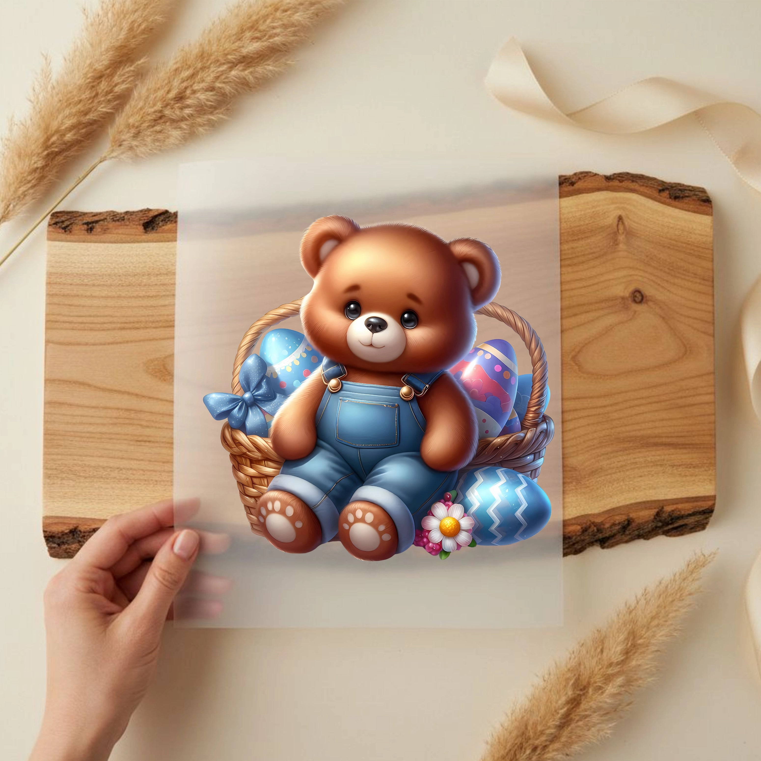 Bügelbild Bär mit Eierüberraschung