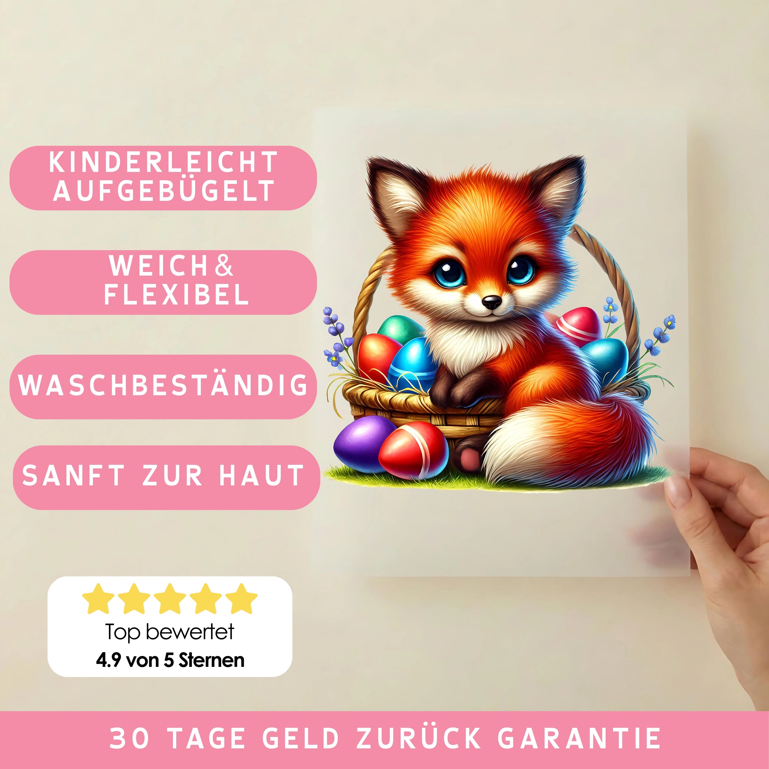 Bügelbild Fuchs Osterkorb Finnley