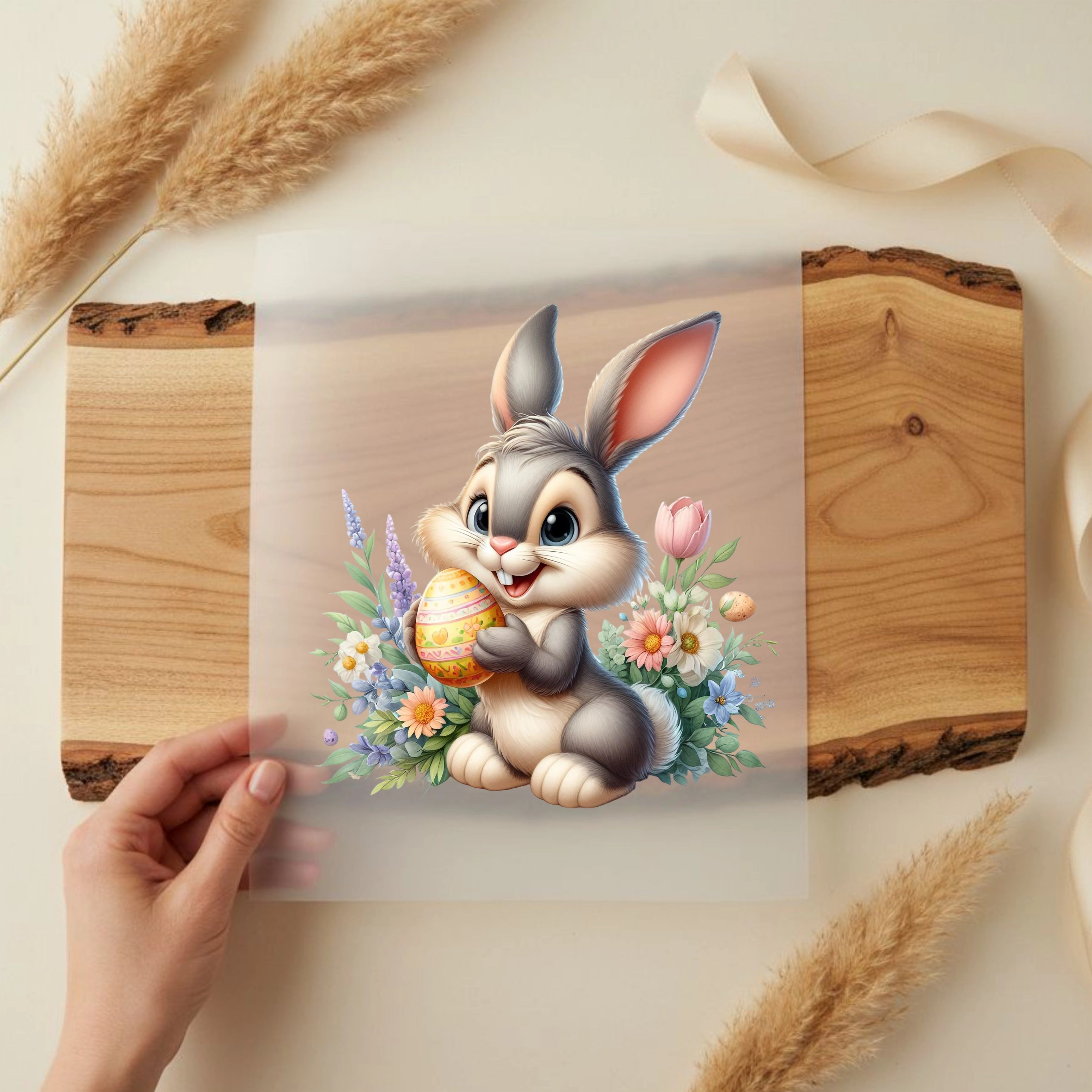 Bügelbild Blümchenhase