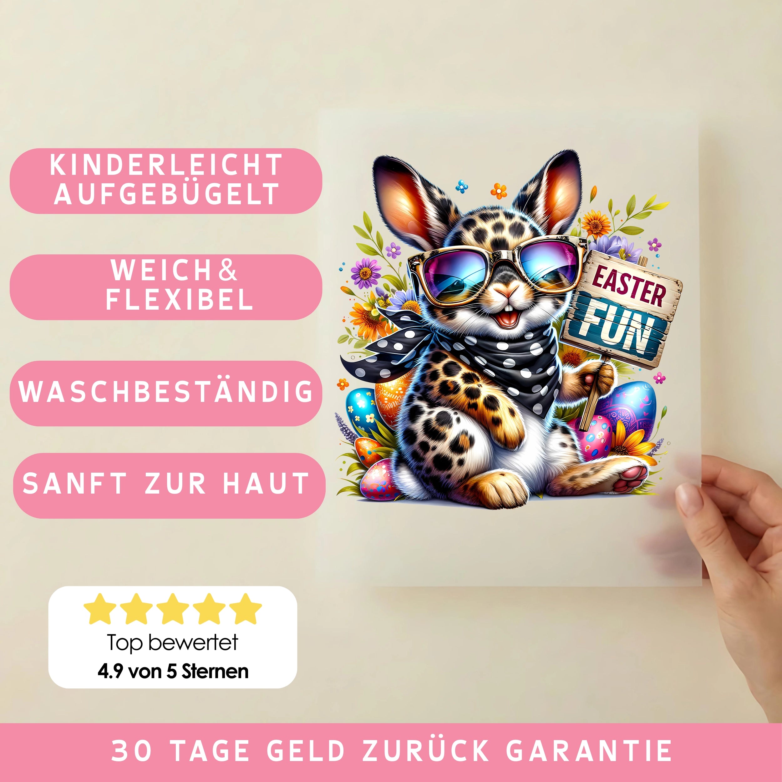 Bügelbild Cooles Osterhäschen Bob
