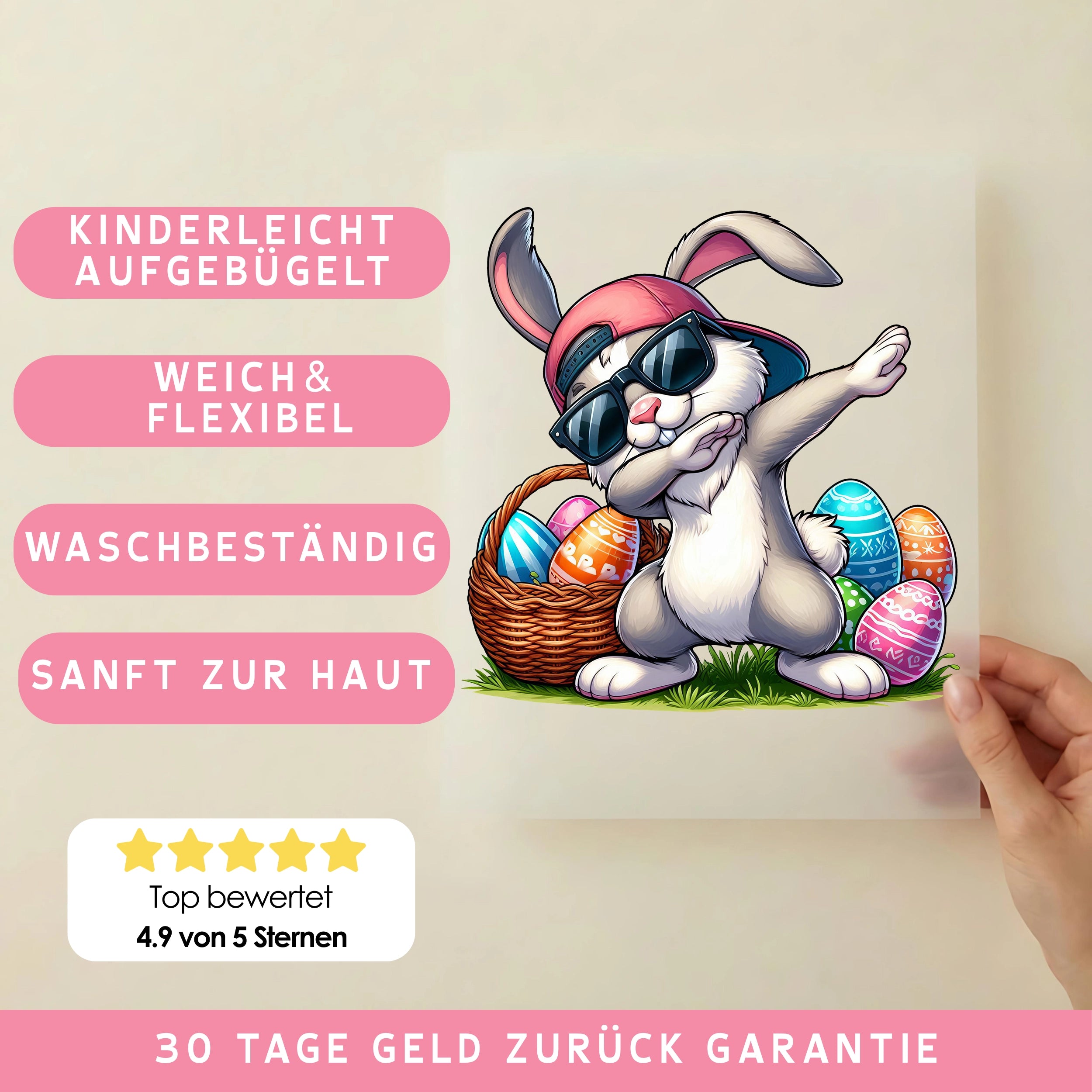 Bügelbild Coolster Hase im Ostergame