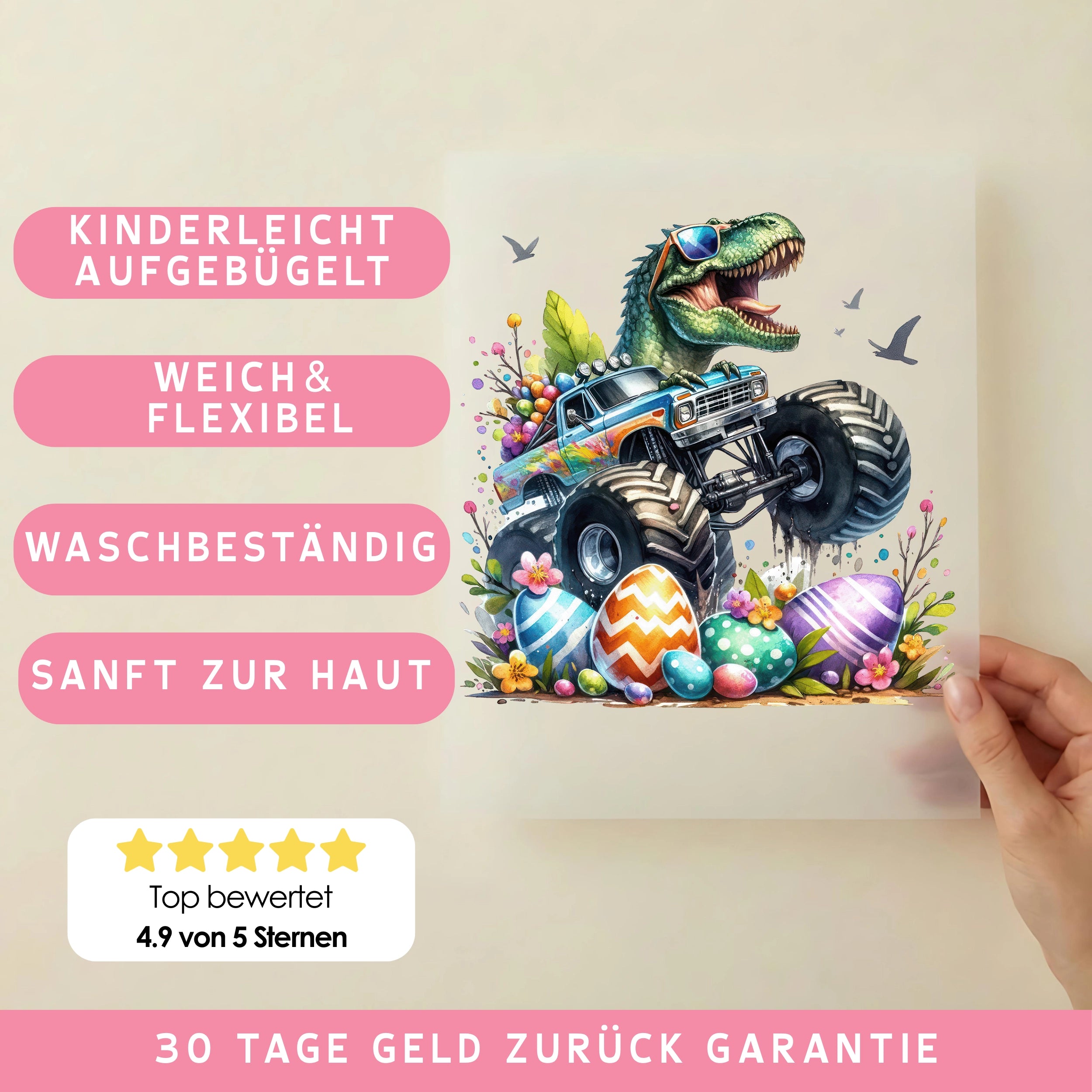 Bügelbild Dino Drive durchs Osterland
