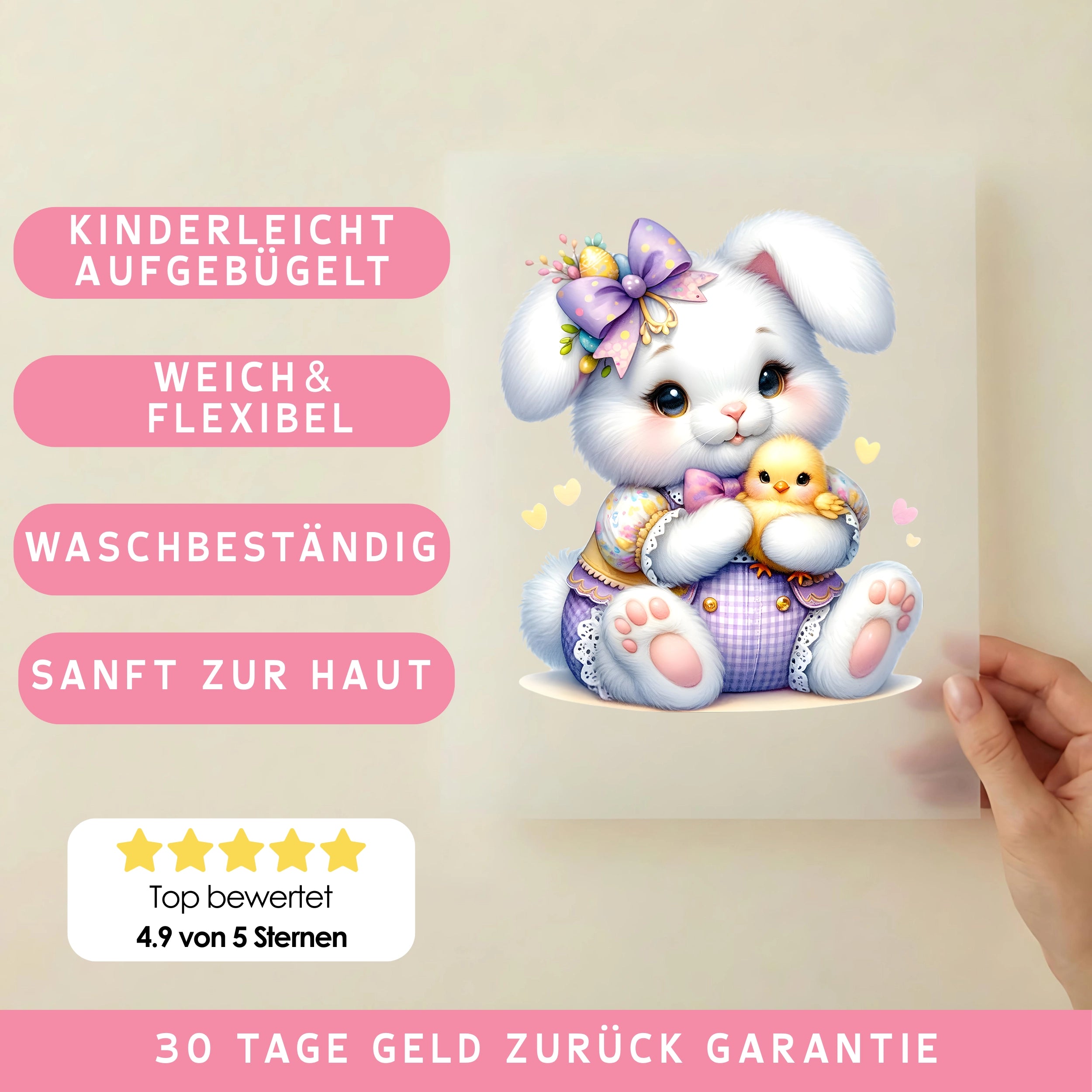 Bügelbild Häschen Leni & ihr Osterküken