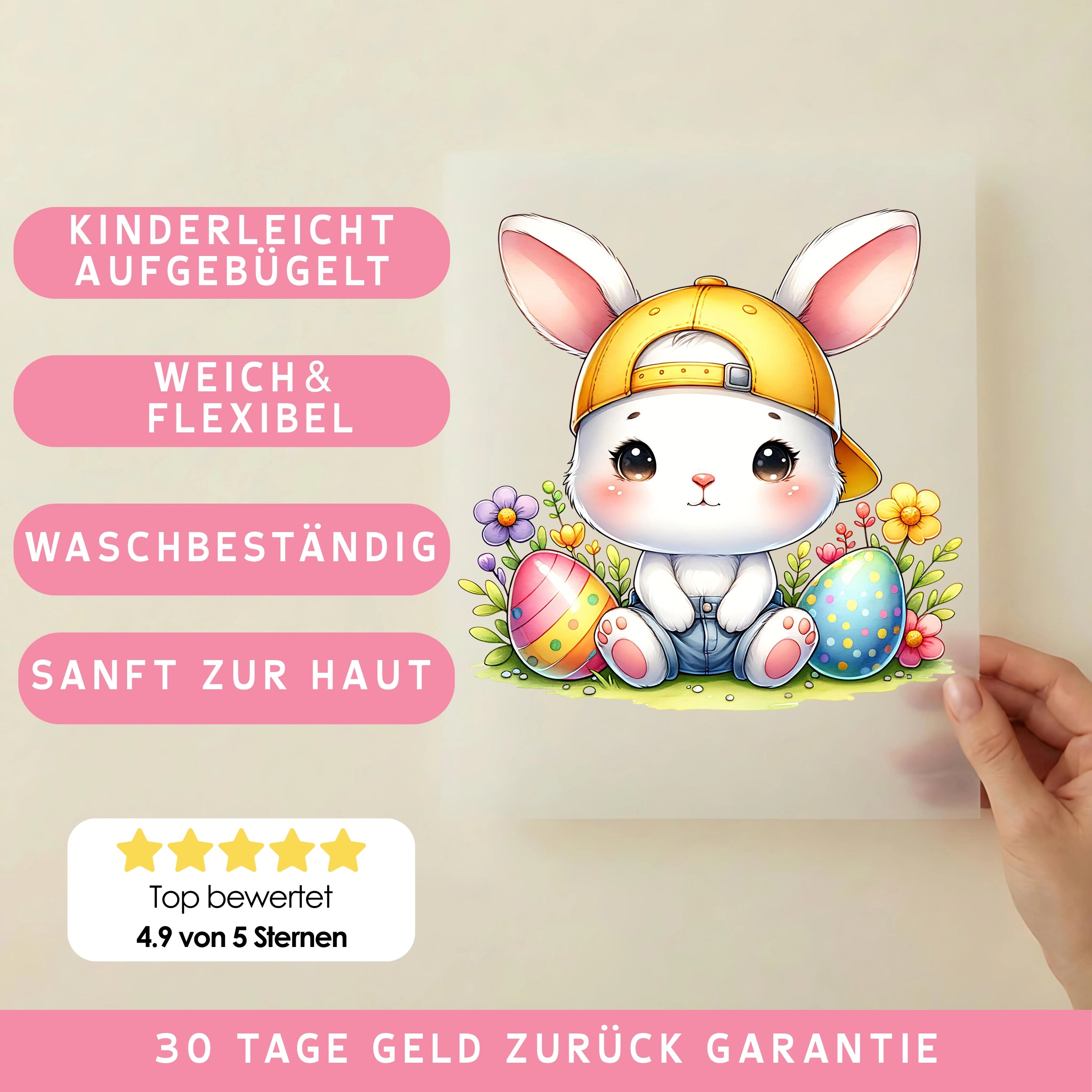 Bügelbild Häschenjunge mit Cap