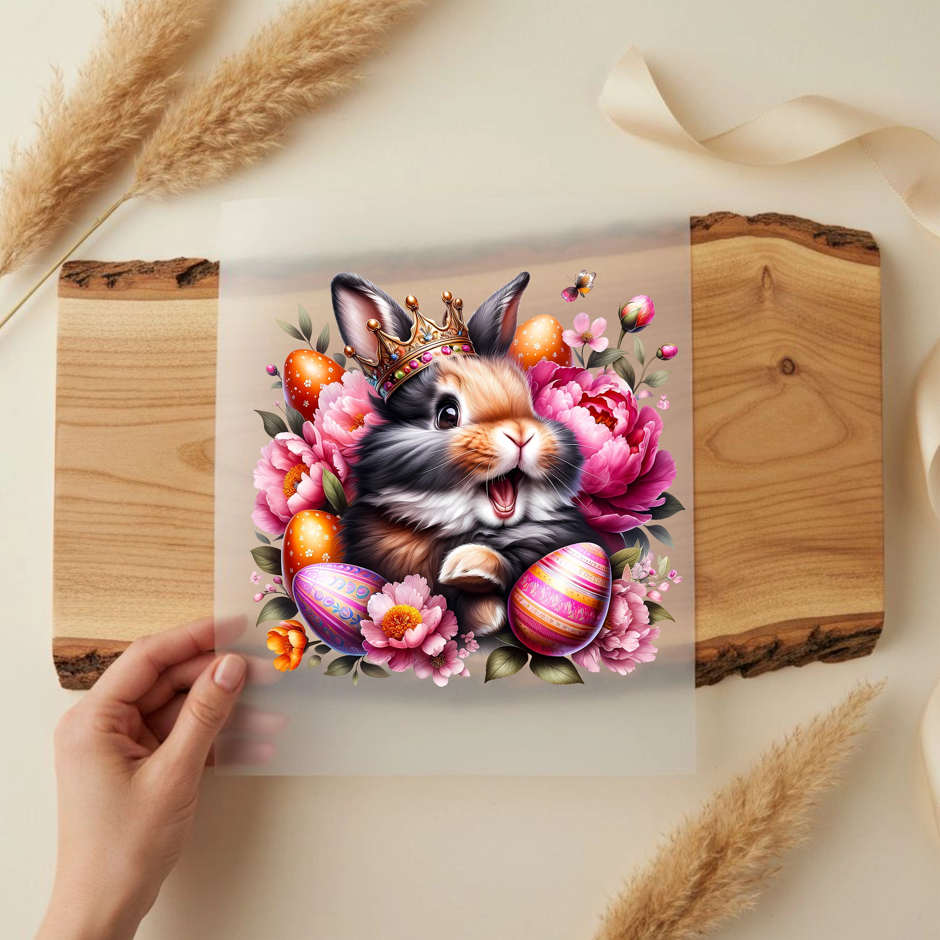 Bügelbild Königlicher Osterhase Hoppy