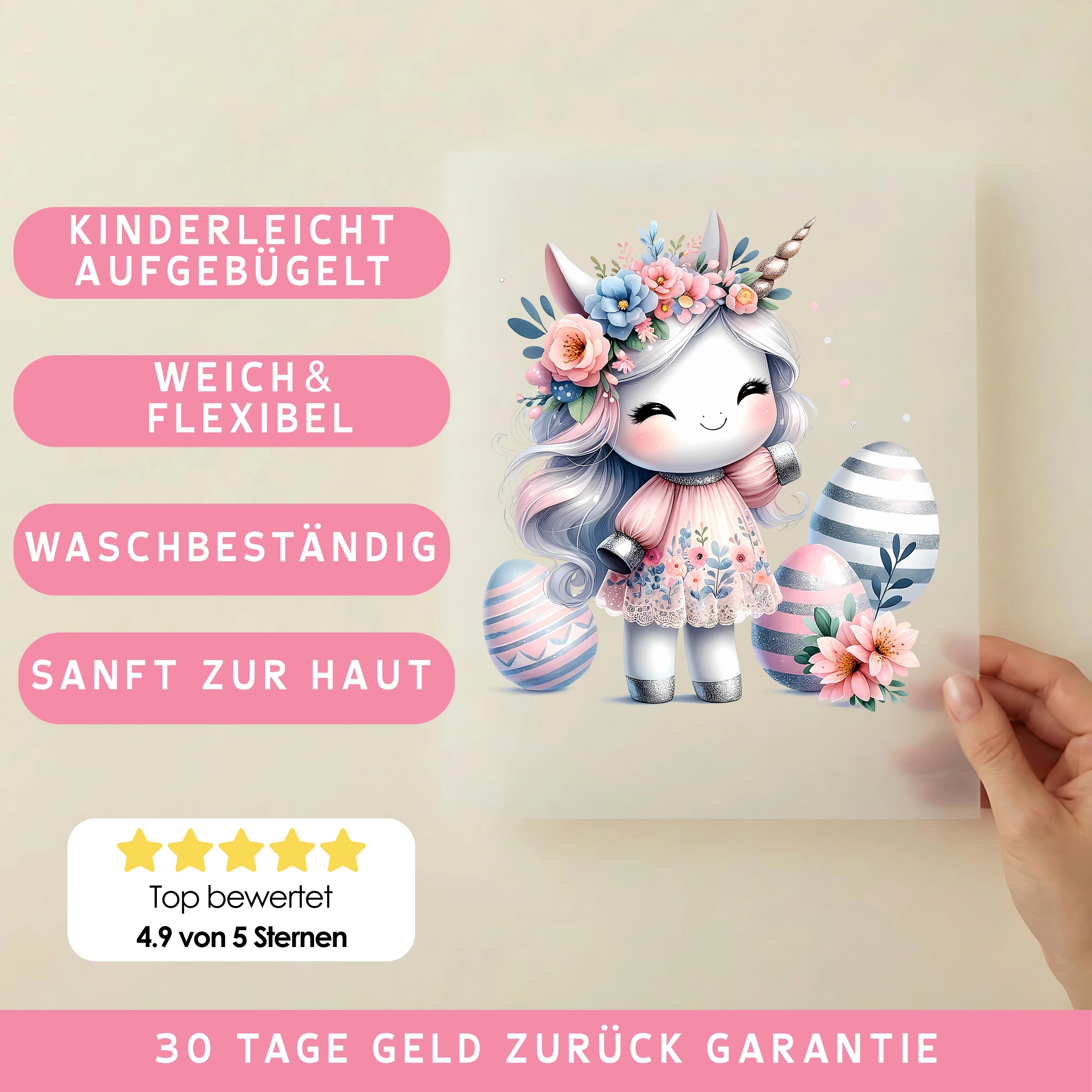 Bügelbild Magisches Ostereinhorn