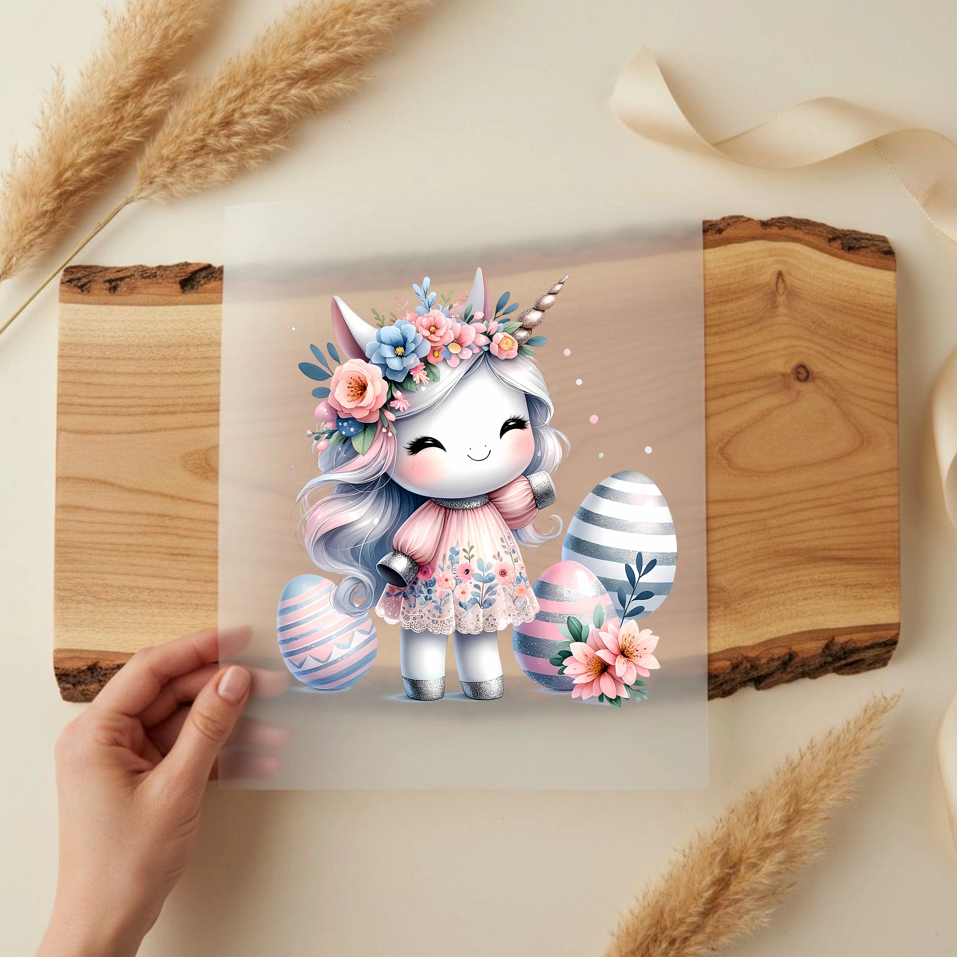 Bügelbild Magisches Ostereinhorn