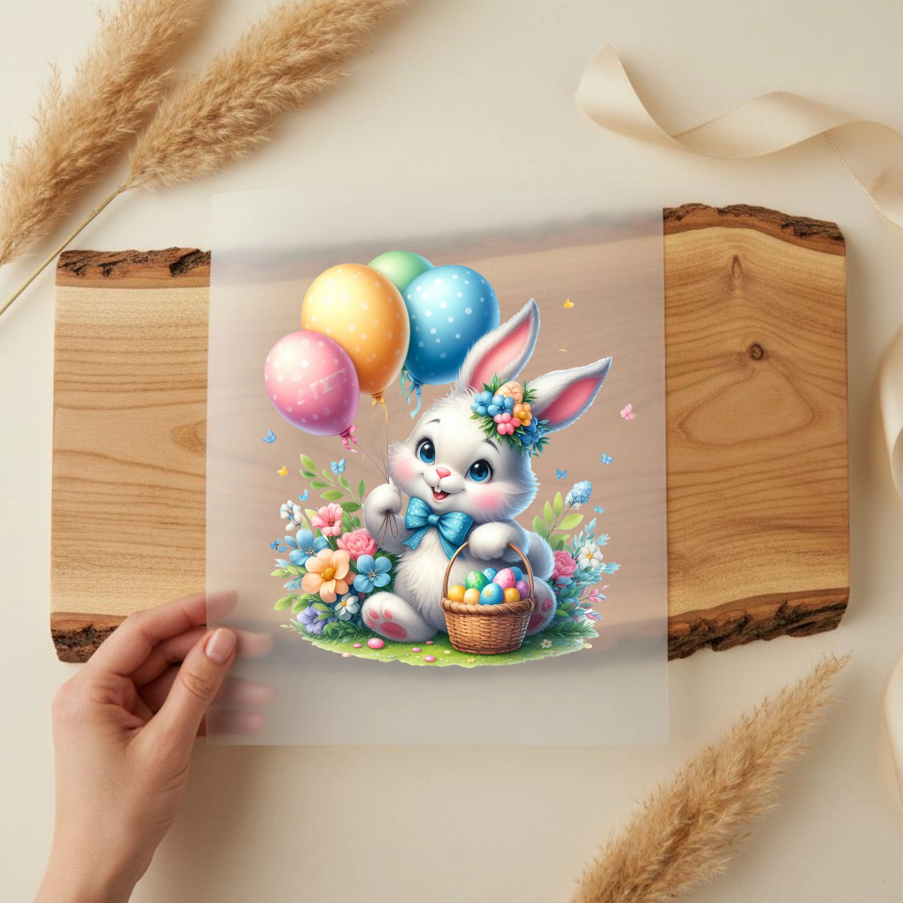 Bügelbild Osterballonhase