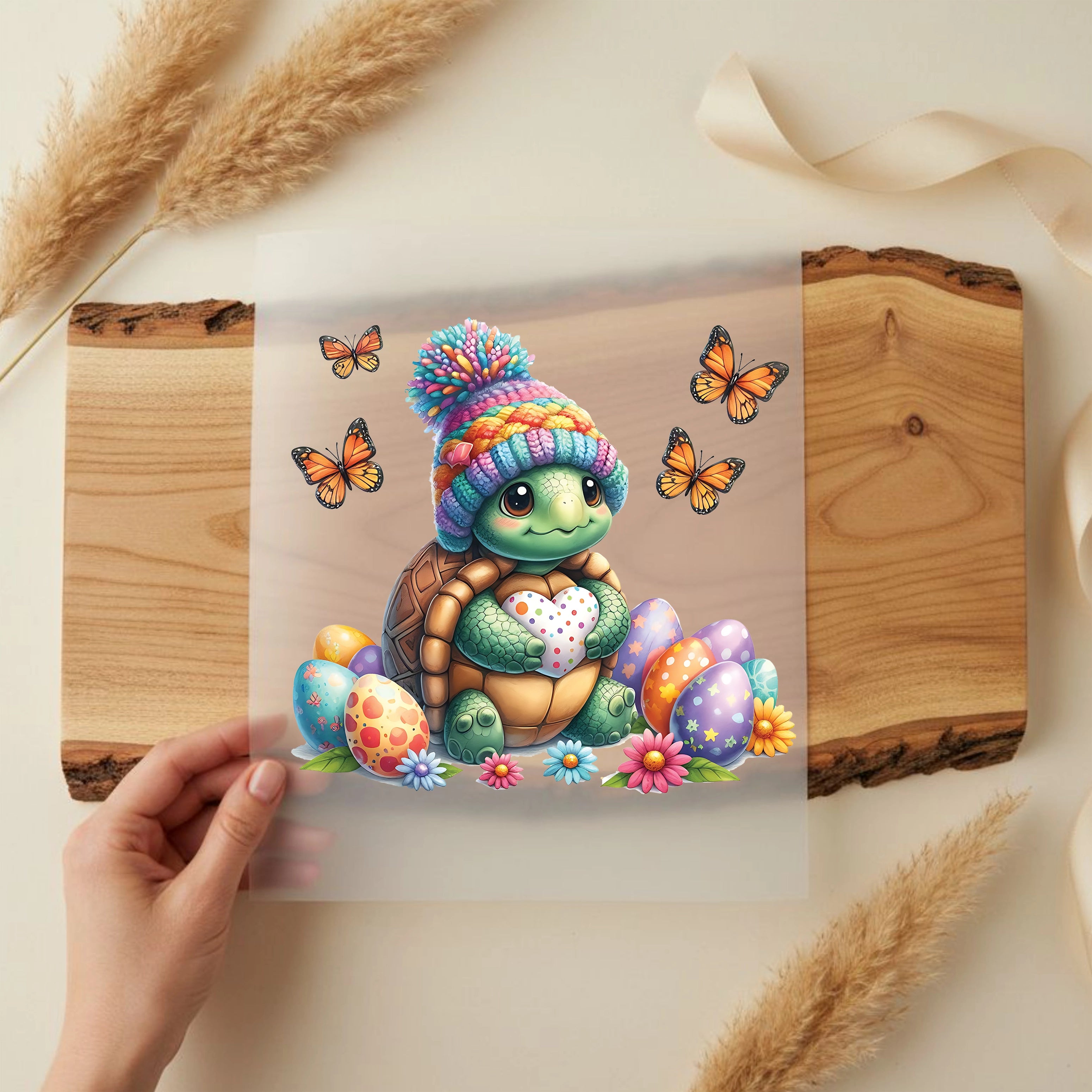 Bügelbild Schildkröte im Eierparadies