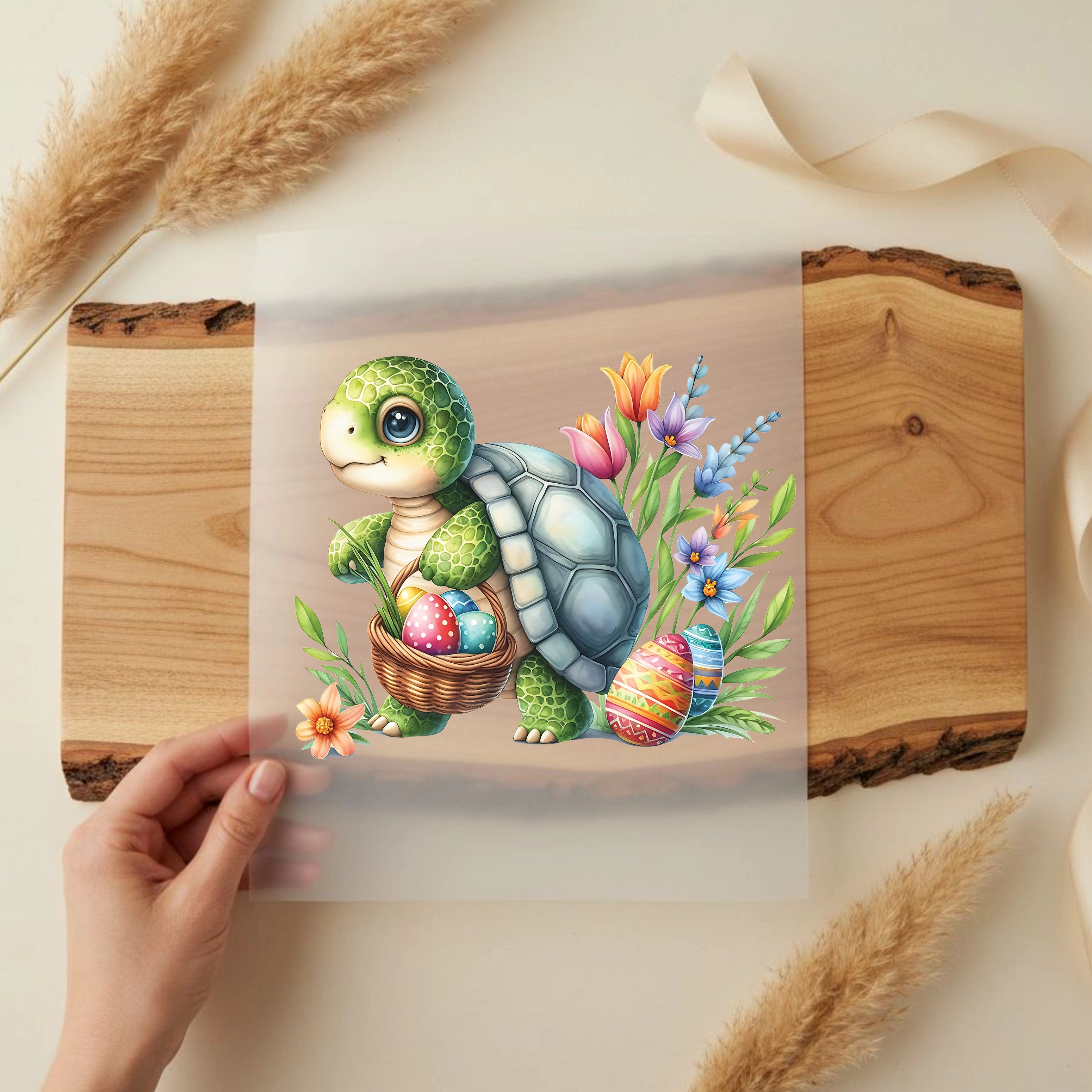 Bügelbild Schildkröte auf Ostertour