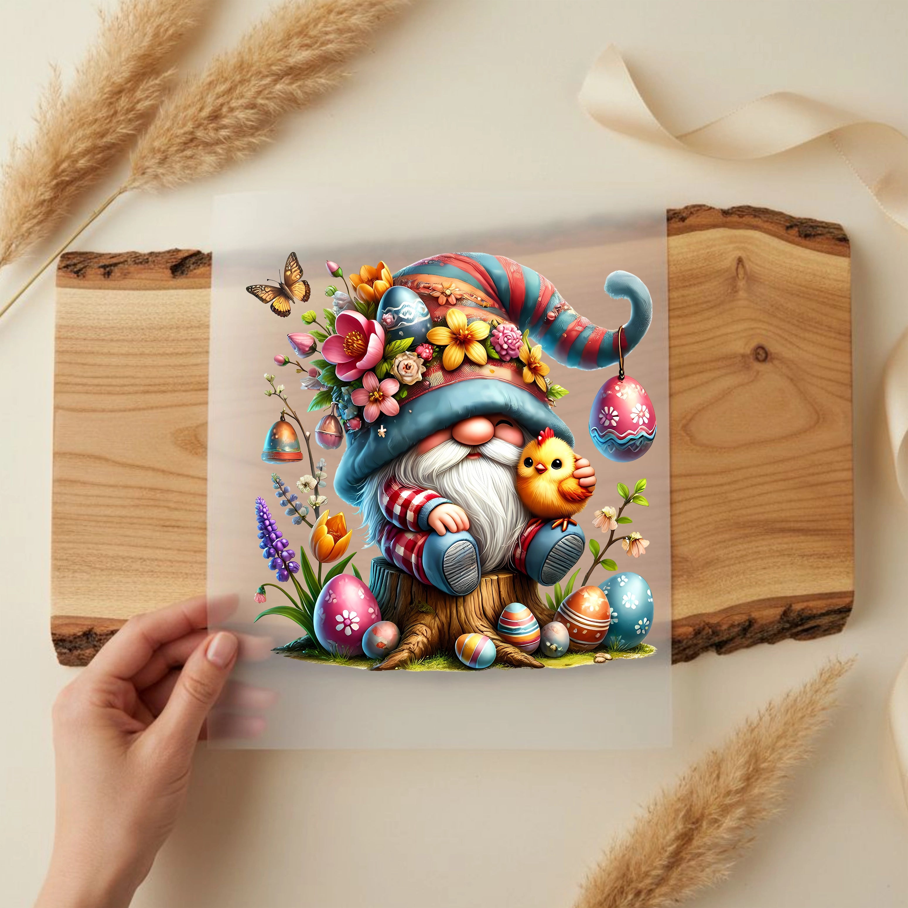 Bügelbild Bunter Osterwichtel mit Küken