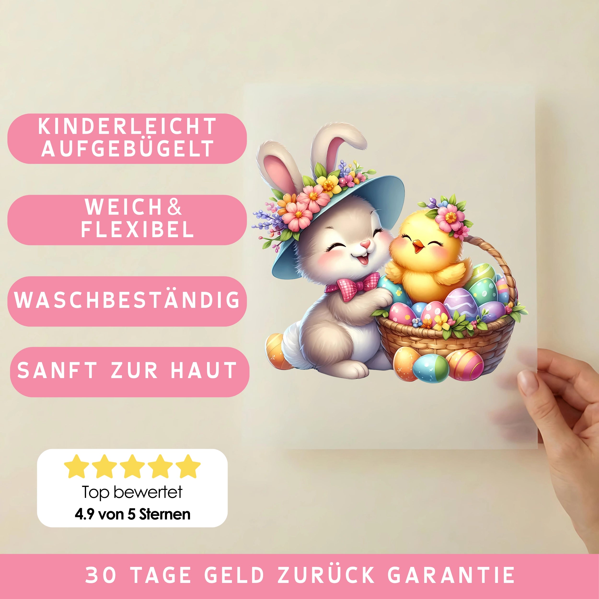 Bügelbild Eierkorb Freundschaft Ostern