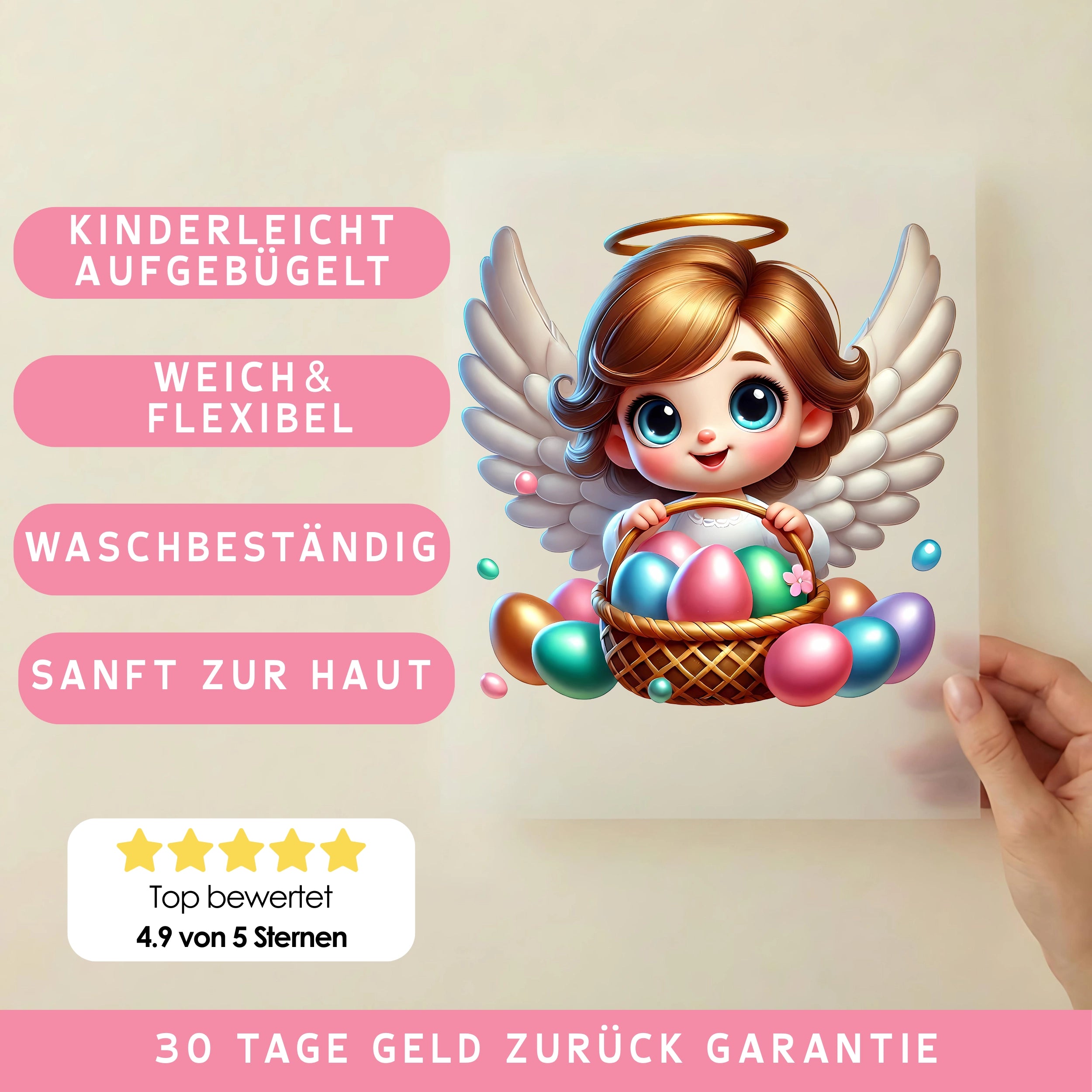 Bügelbild Engelchen mit Eierkorb