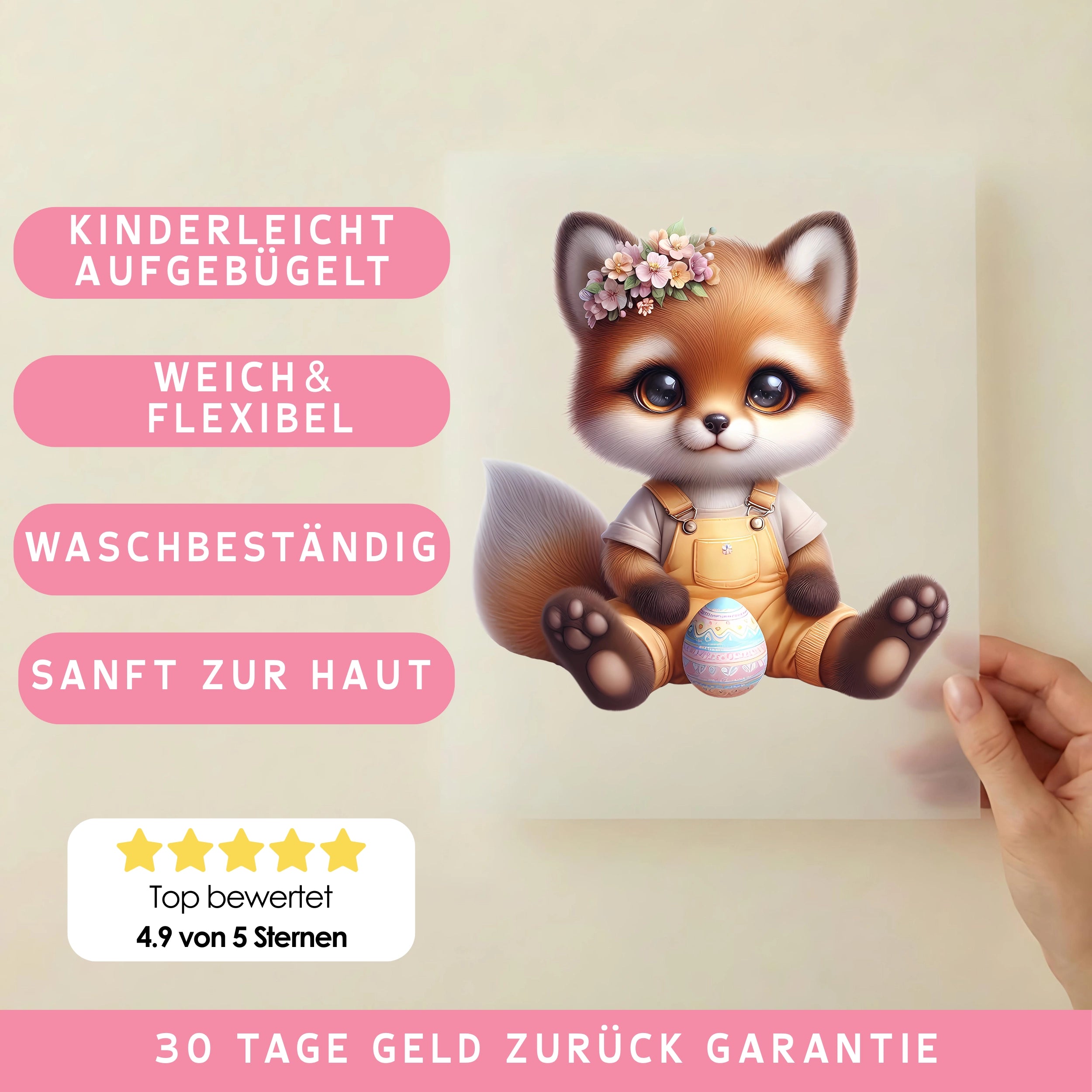 Bügelbild Fuchs Eiermoment Ostern