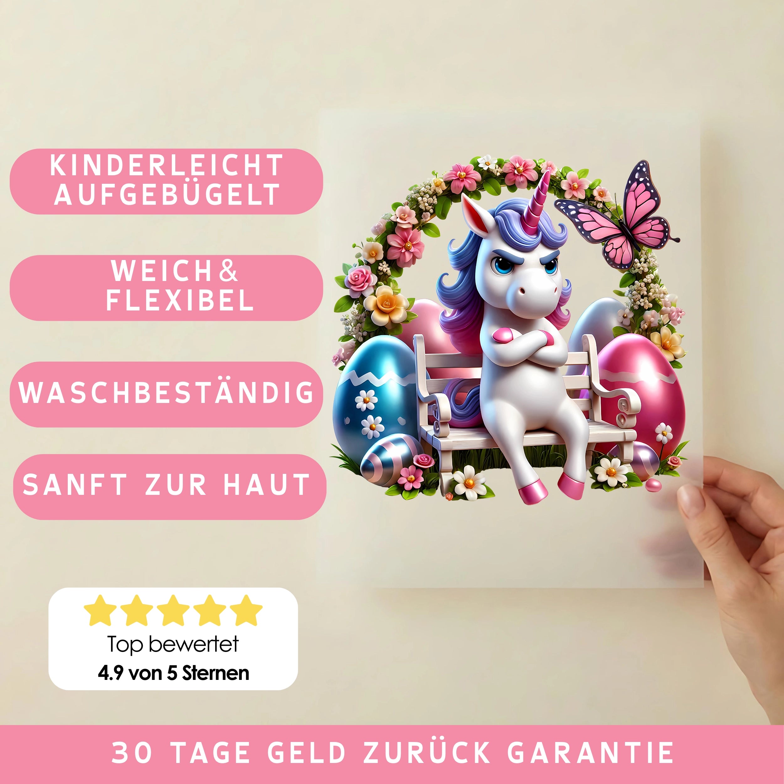 Bügelbild Grimmiges Einhorn Osterzauber